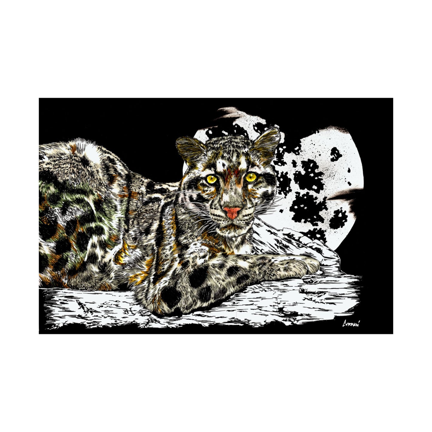 Majestic Snow Leopard Satin Poster – 300gsm Art Print for Wildlife Lovers