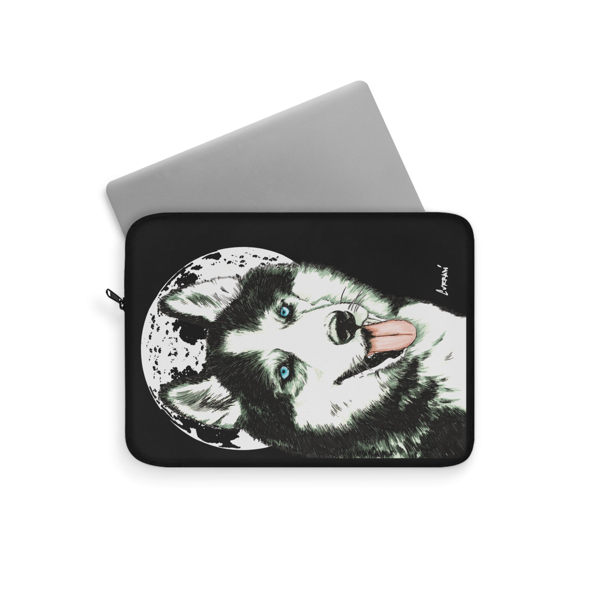 Siberian Husky Dog Laptop Sleeve - Moonlit Design