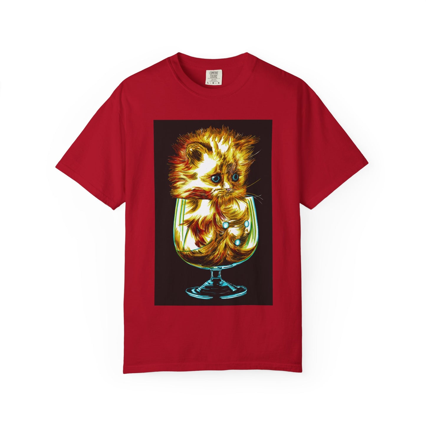 Kitten in a Glass Unisex T-shirt - Hand Drawn Art