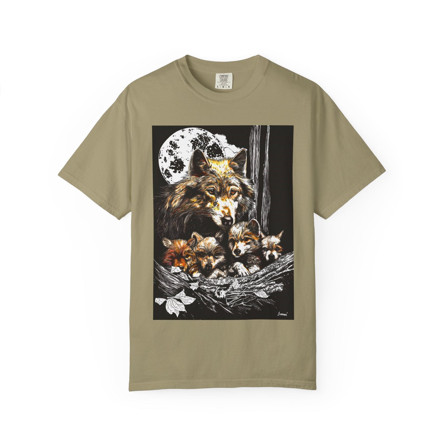 Wolf Family Garment-Dyed T-Shirt - Nature Inspired Art