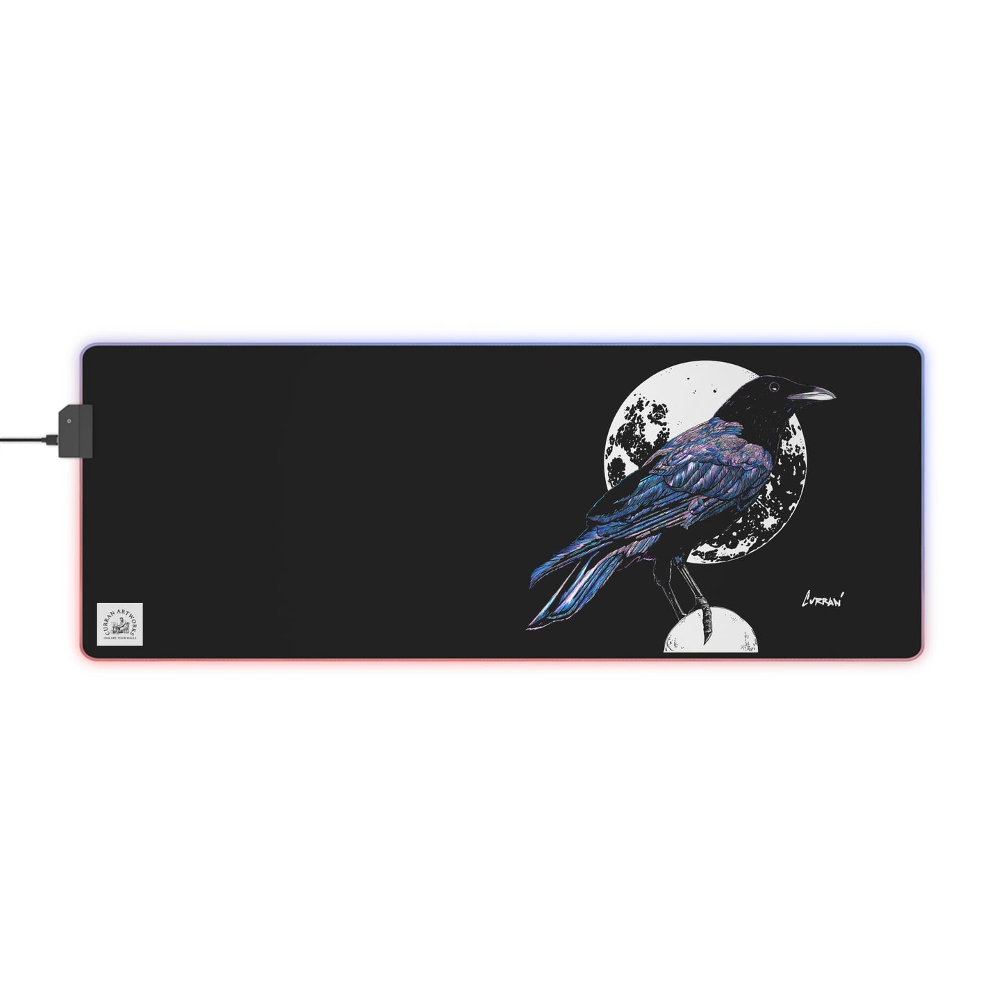 Illuminated Crow Gaming Mouse Pad - Perfect for Gamers