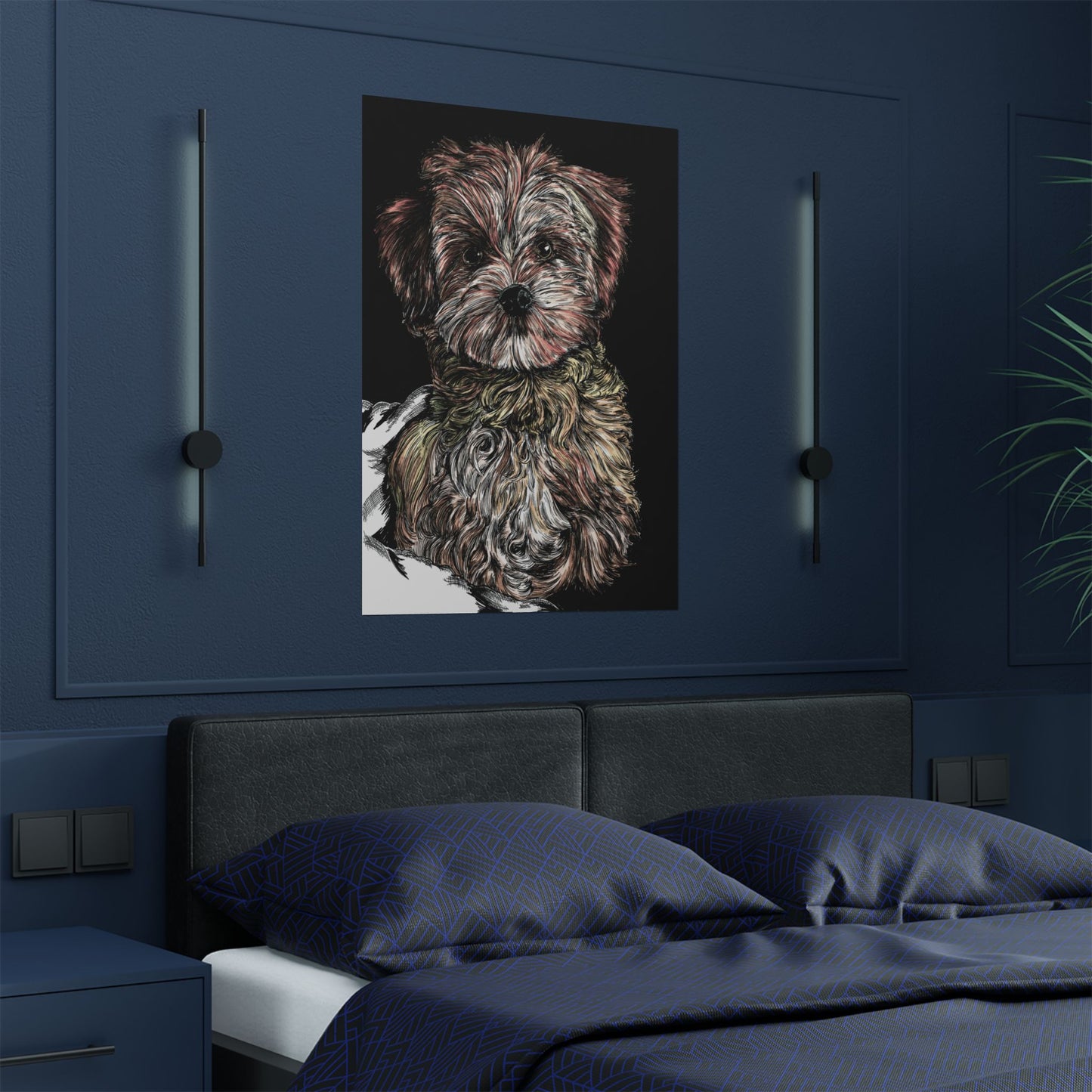 Custom Dog Portrait Satin Poster | 300gsm Pet Art Print