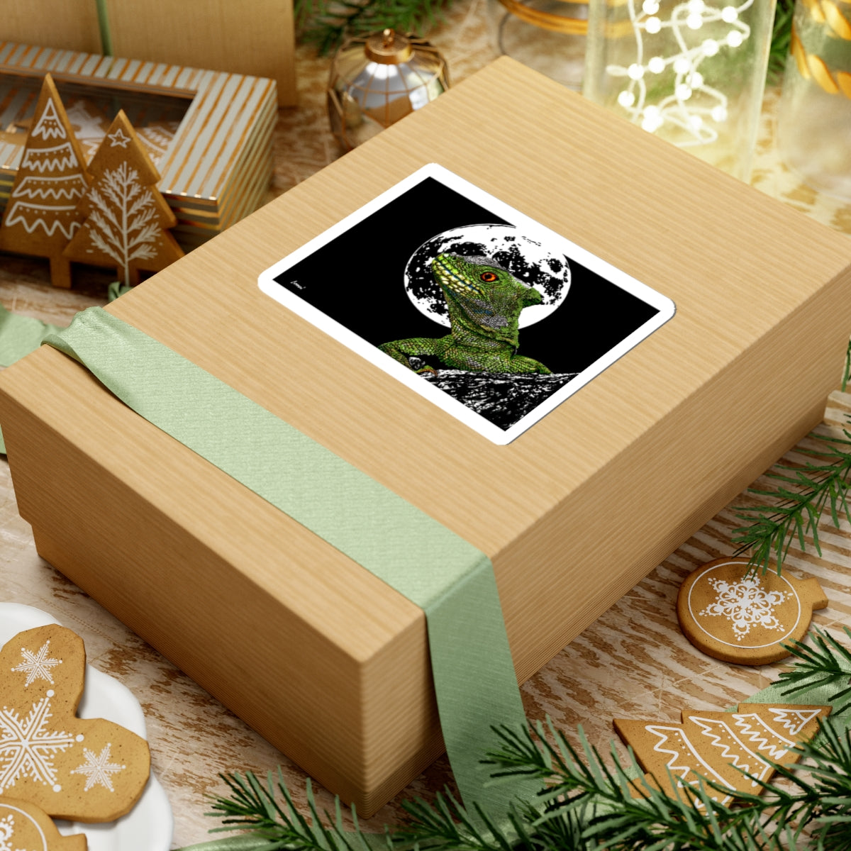 Lizard Moon Kiss-Cut Stickers - Unique Nature-Inspired Decor