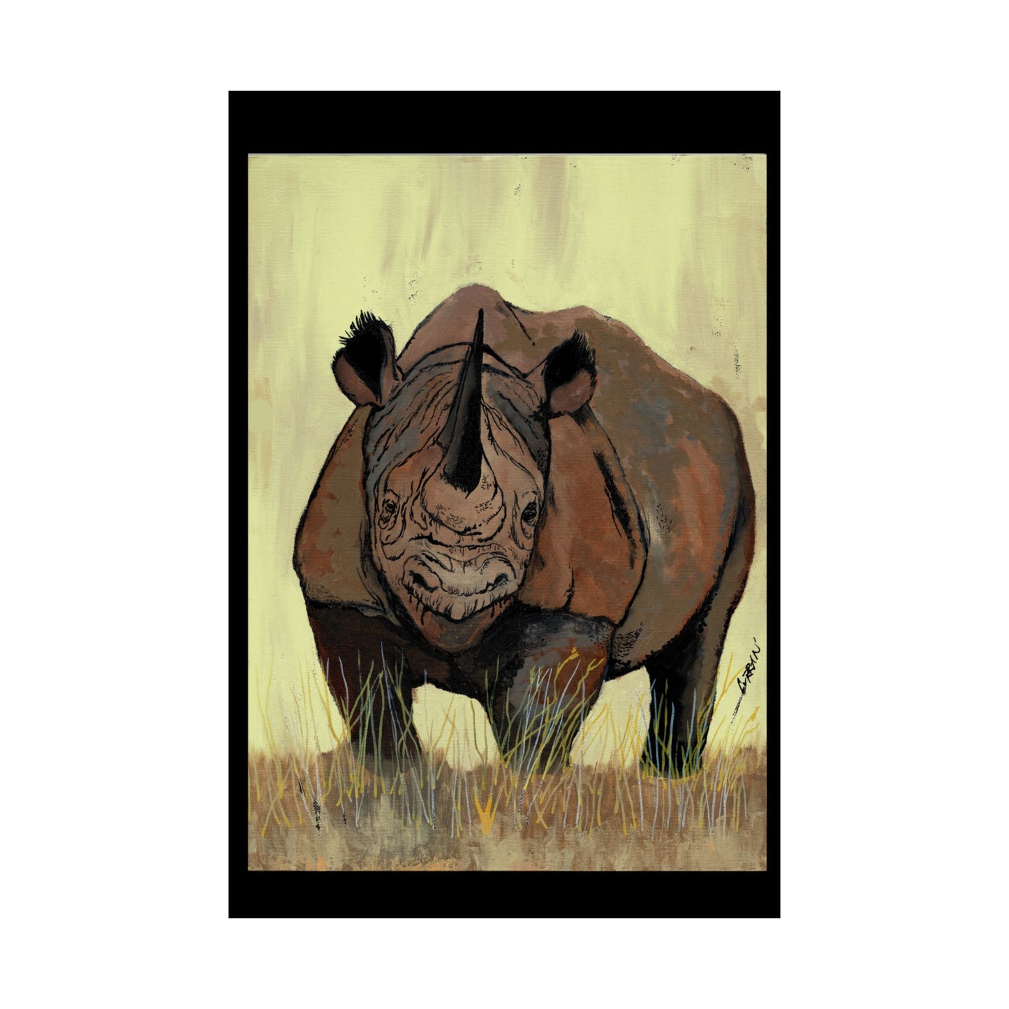Rhino Wildlife Satin Poster - Majestic Rhino Art - Nature Decor