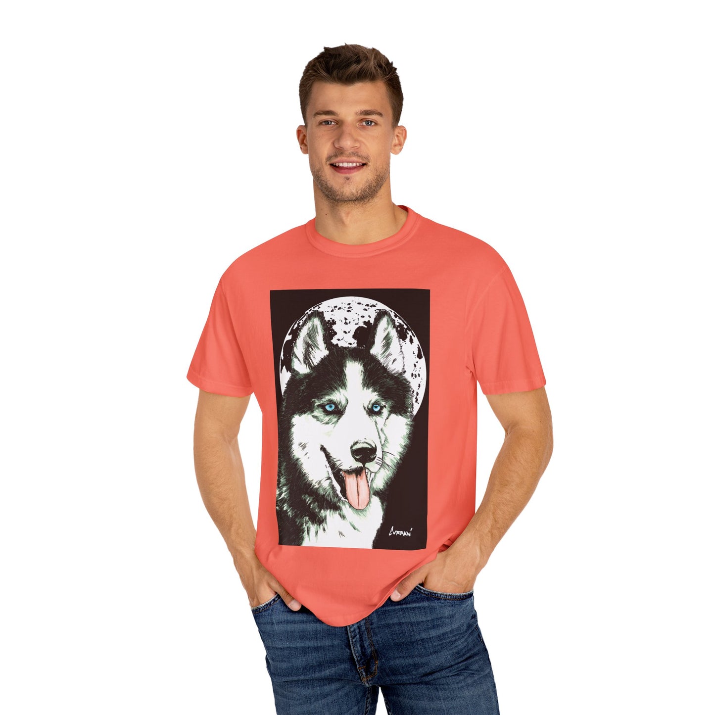 Siberian Husky Unisex Garment-Dyed T-Shirt – Original Hand-Drawn Art
