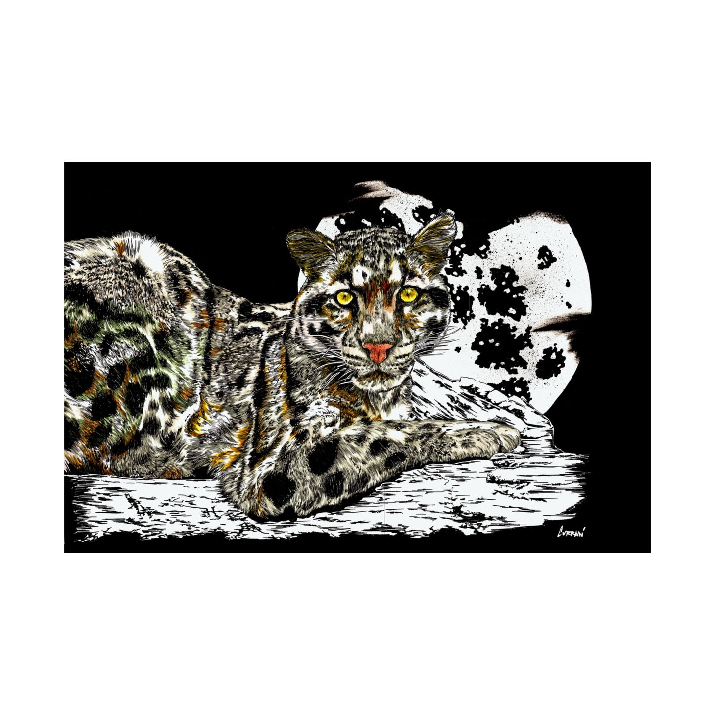 Majestic Snow Leopard Satin Poster – 300gsm Art Print for Wildlife Lovers