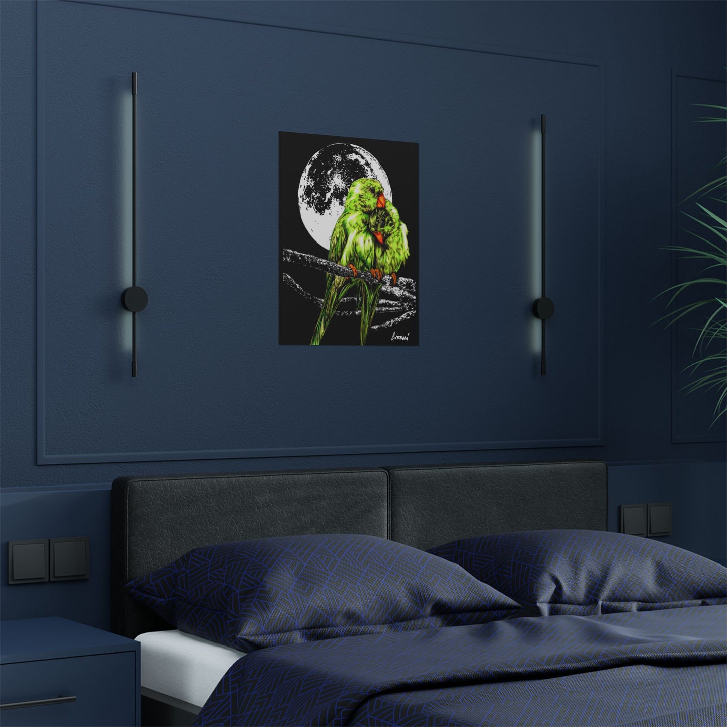 Vibrant Lovebirds Satin Poster - 300gsm Wall Art