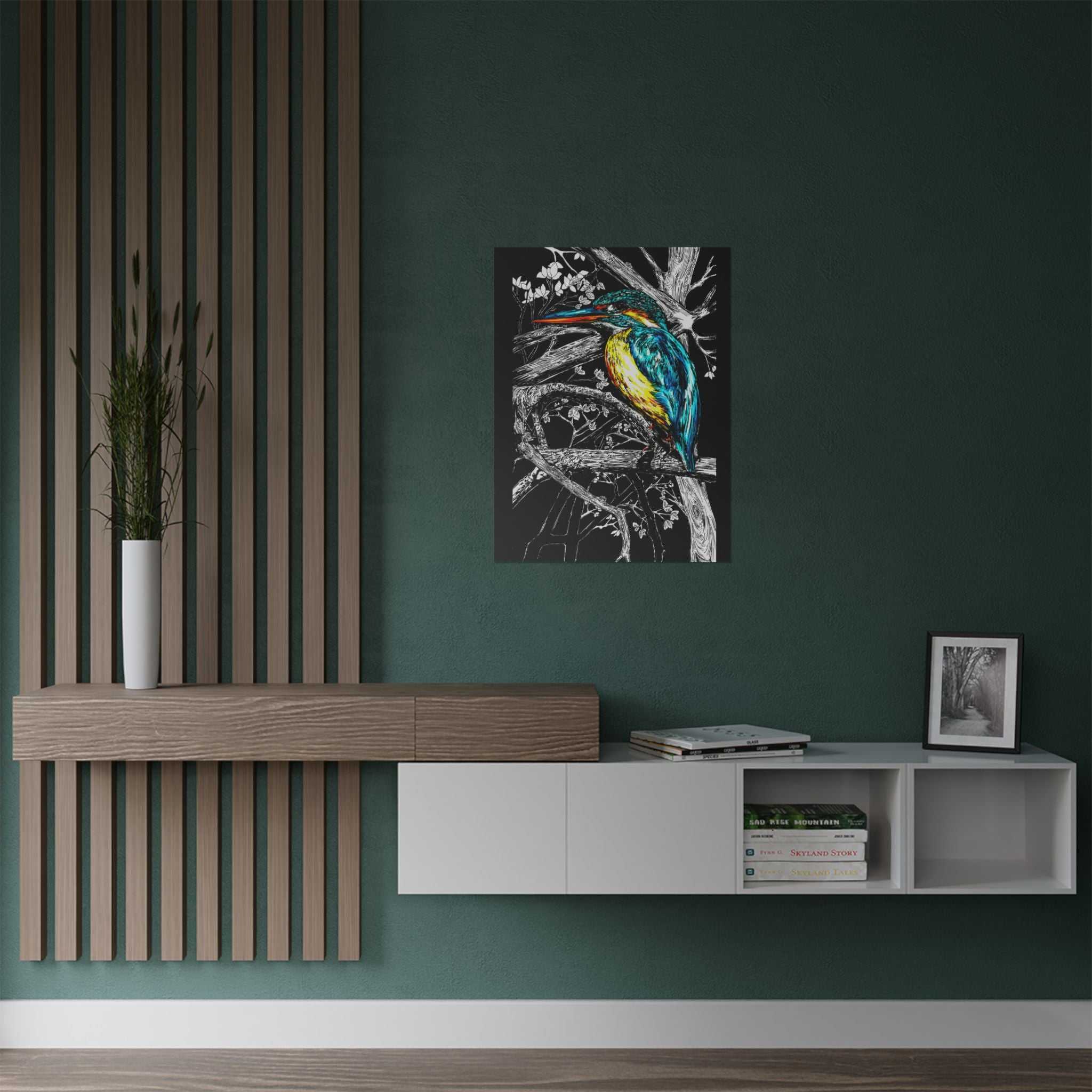 Bring nature's beauty into your home with our stunning Kingfisher Satin Poster - 300gsm Art Print for Nature Lovers. Shop now!