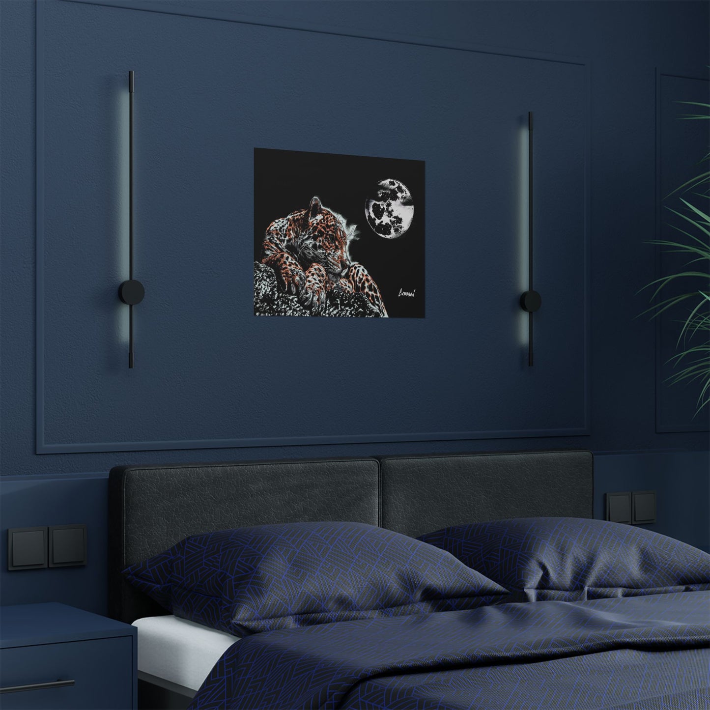 Majestic Leopard Satin Poster (300gsm) - Moonlit Wildlife Art