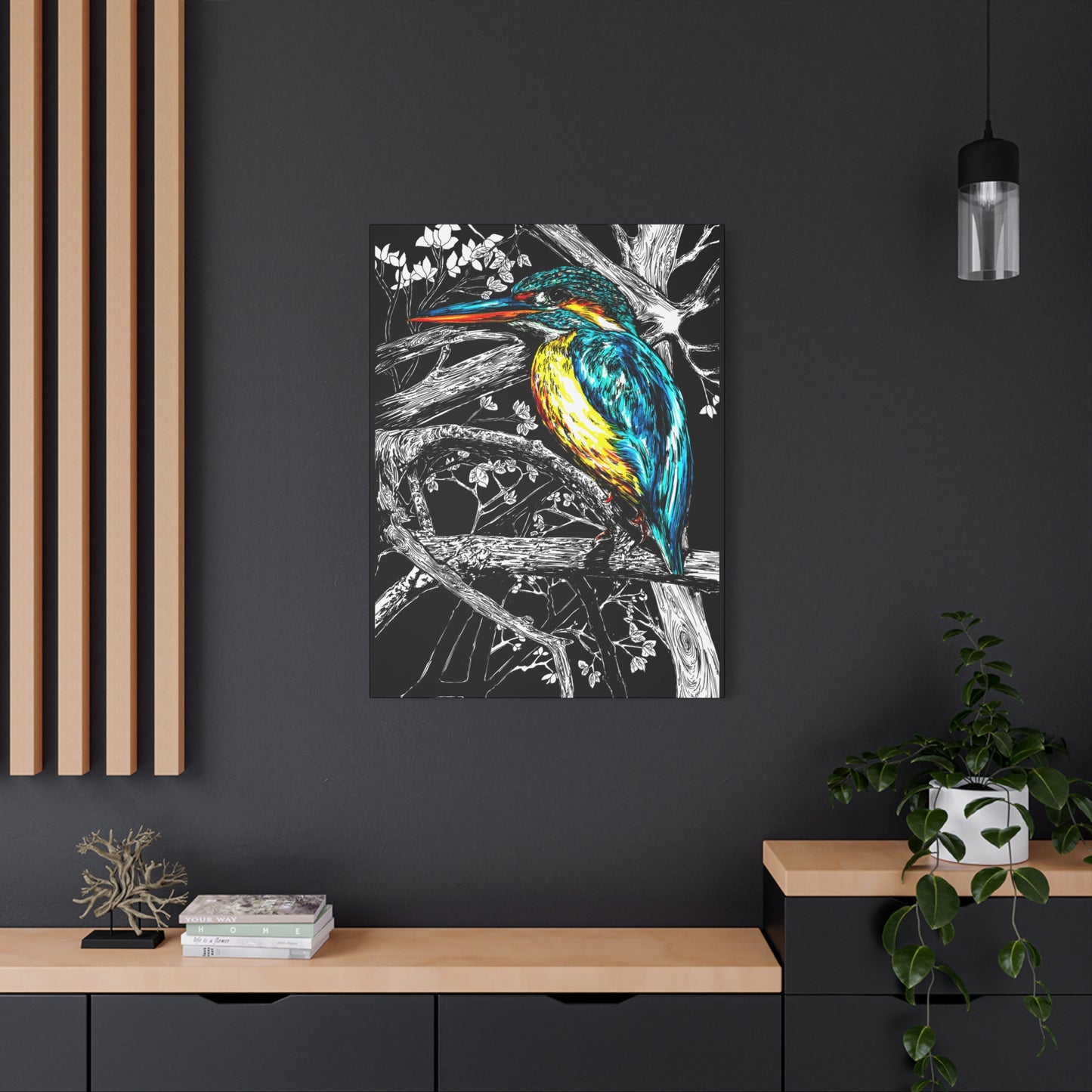 Kingfisher Bird Wall Art Print of the Original, hand drawn