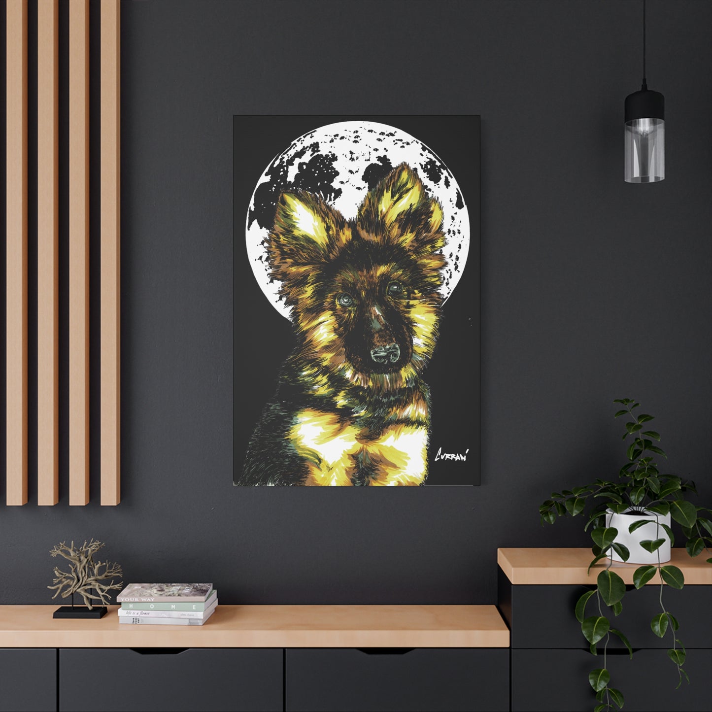 German Shepherd Puppy Print, Hand-Drawn Dog Art,