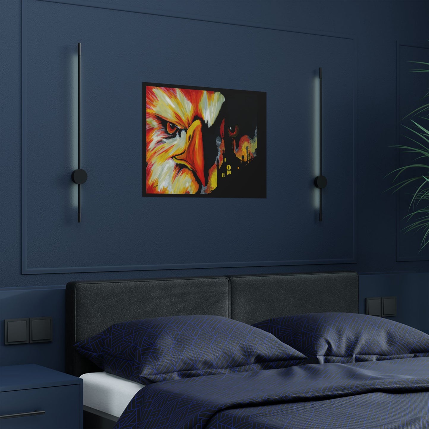 Phoenix Vibrant Satin Poster - Fierce Eagle Artwork