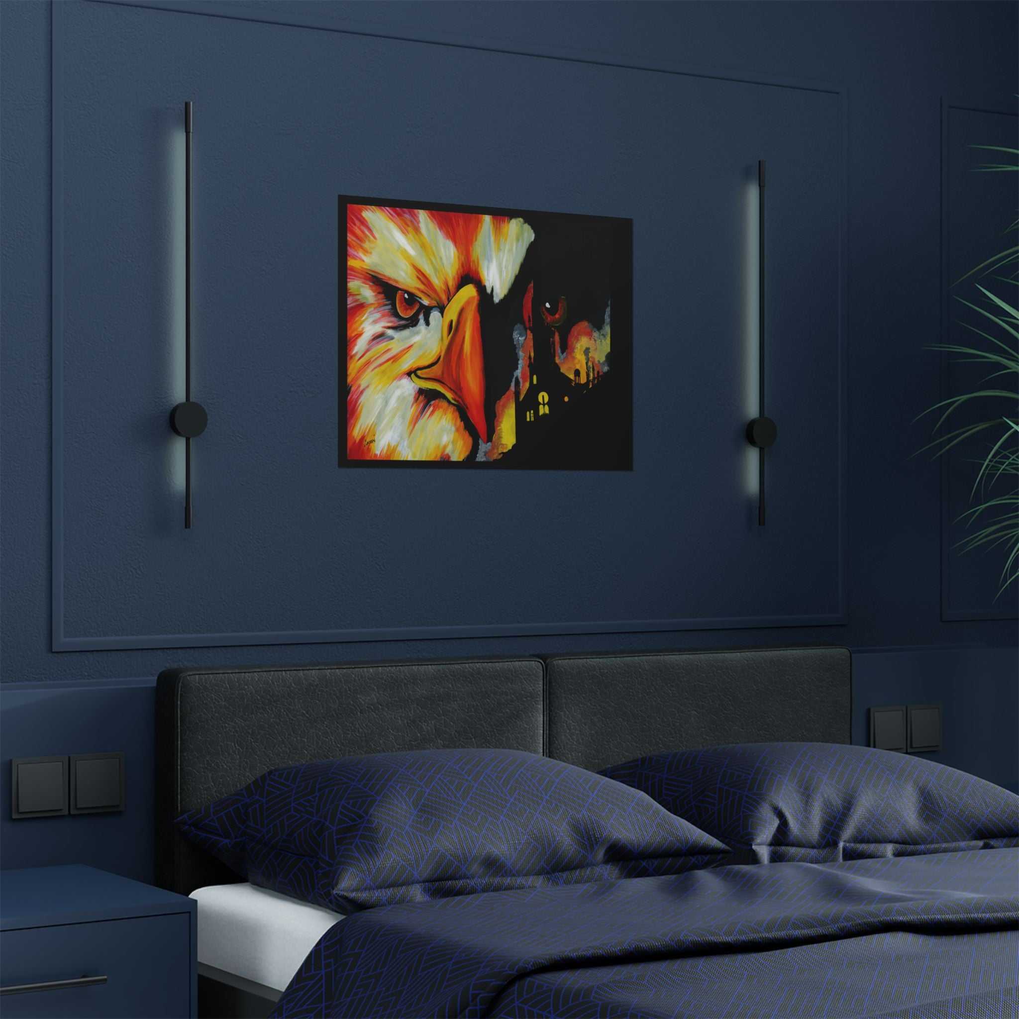 Phoenix Vibrant Satin Poster - Fierce Eagle Artwork