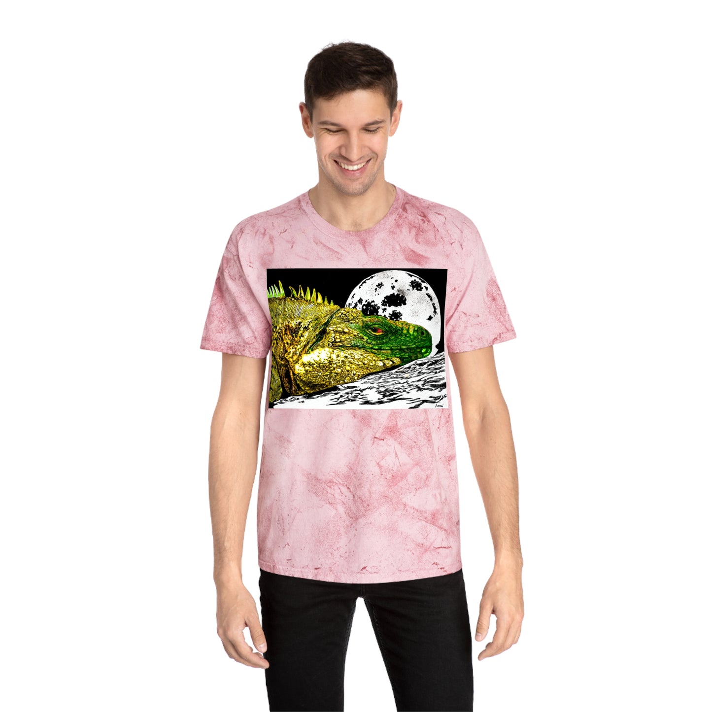 Reptile Moonlight T Shirt Hand Drawn Color Blast Design