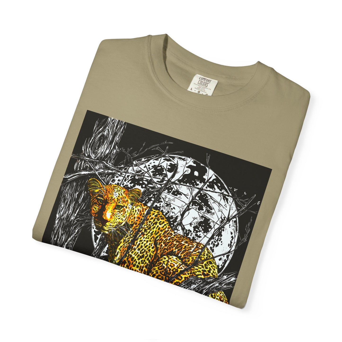 Moonlit Leopard Unisex Garment-Dyed T-Shirt - Wild Animal Art Tee