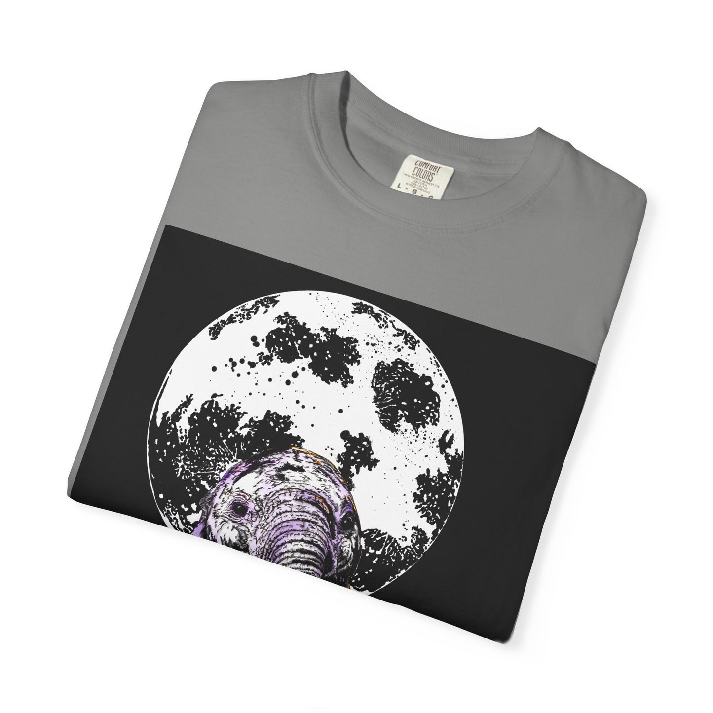 Moonlit Baby Elephant Unisex T-shirt | Eco-Friendly Garment-Dyed Tee