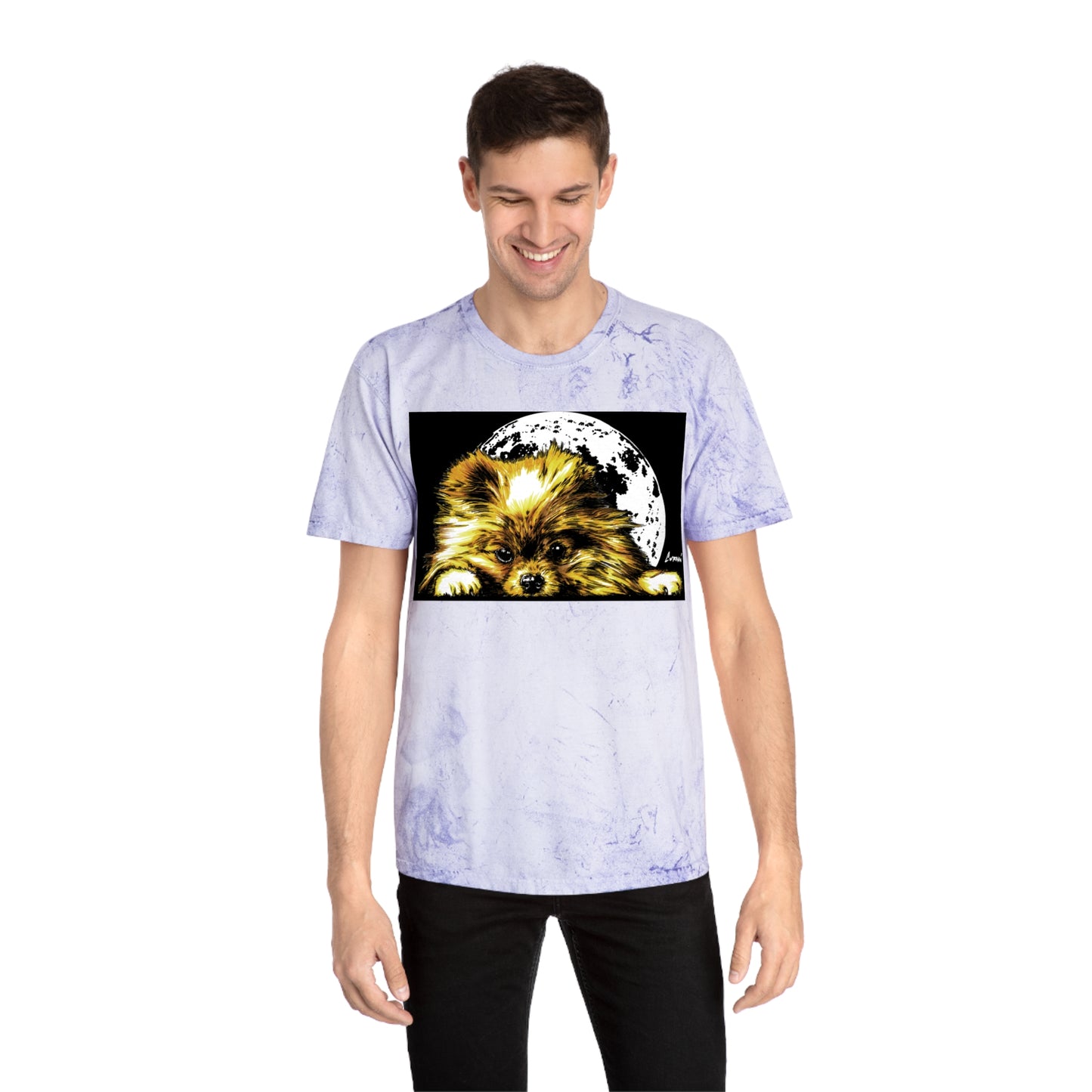 Color Blast T-Shirt with Dog Design - Unisex Moonlit Pet Tee