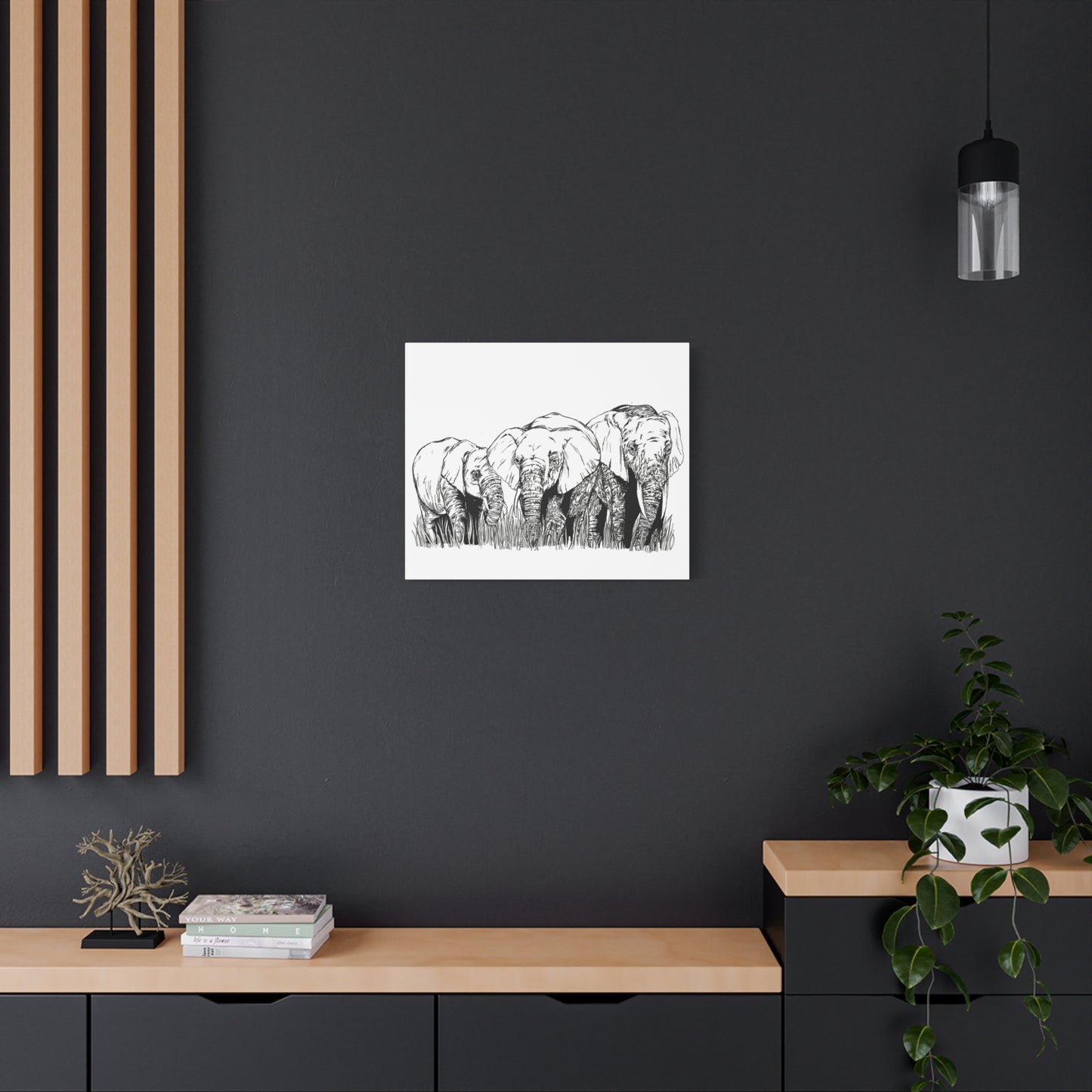 Elephant Family Art – Original Hand-Drawn Unique,
