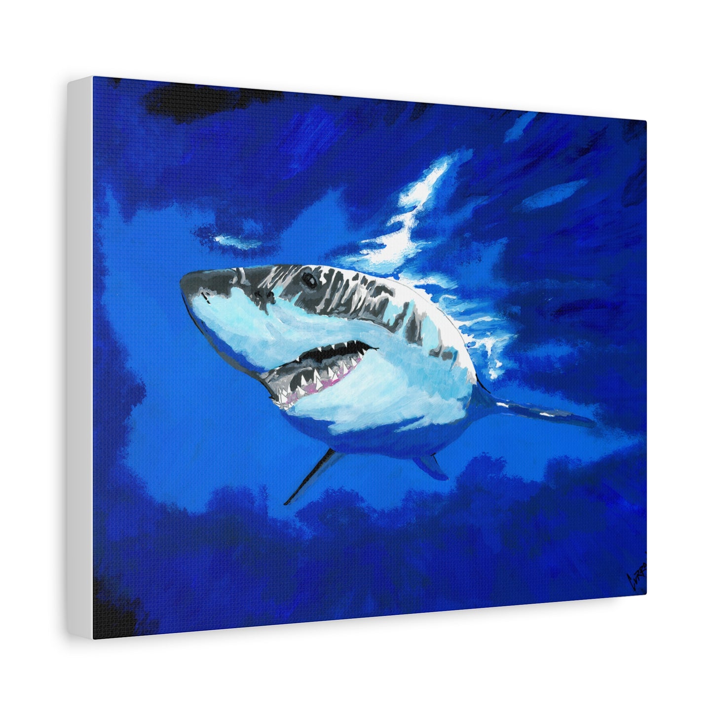Great White Shark Canvas Art – Original Hand-Painted