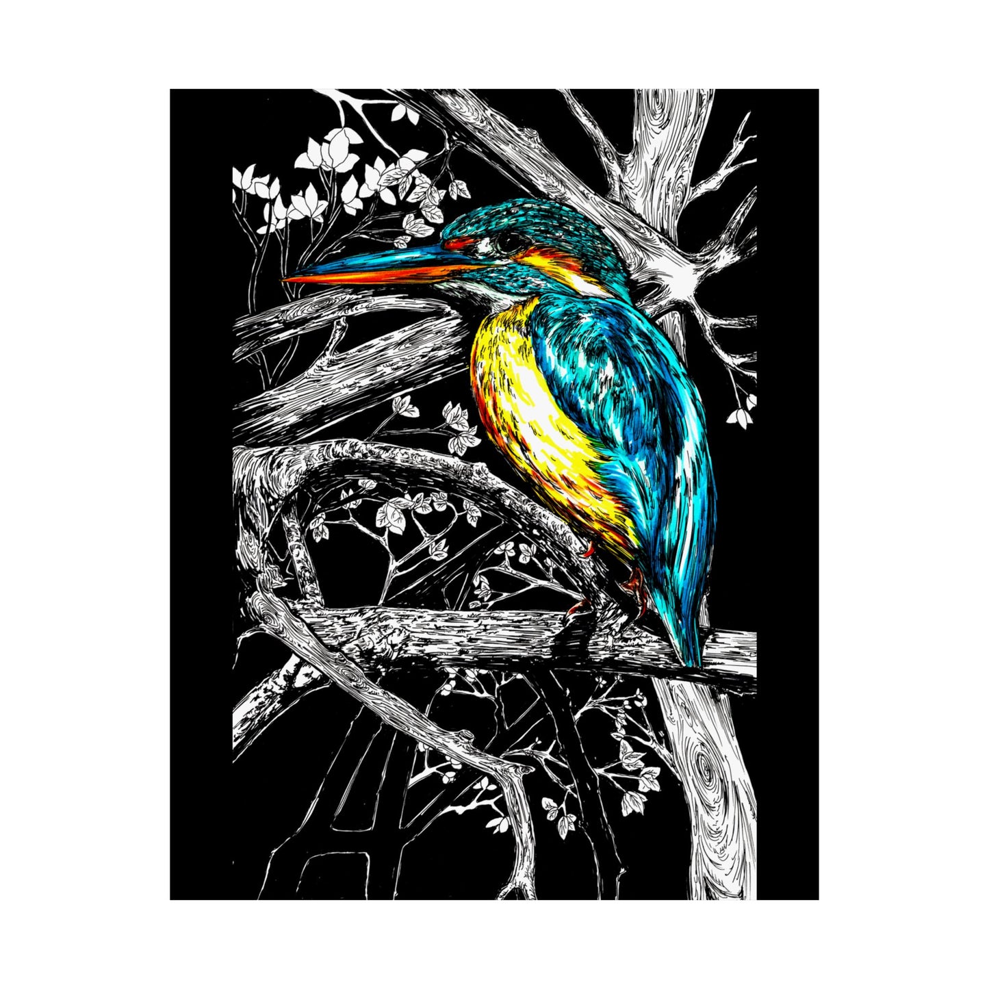Vibrant Kingfisher Satin Poster - 300gsm Art Print for Nature Lovers