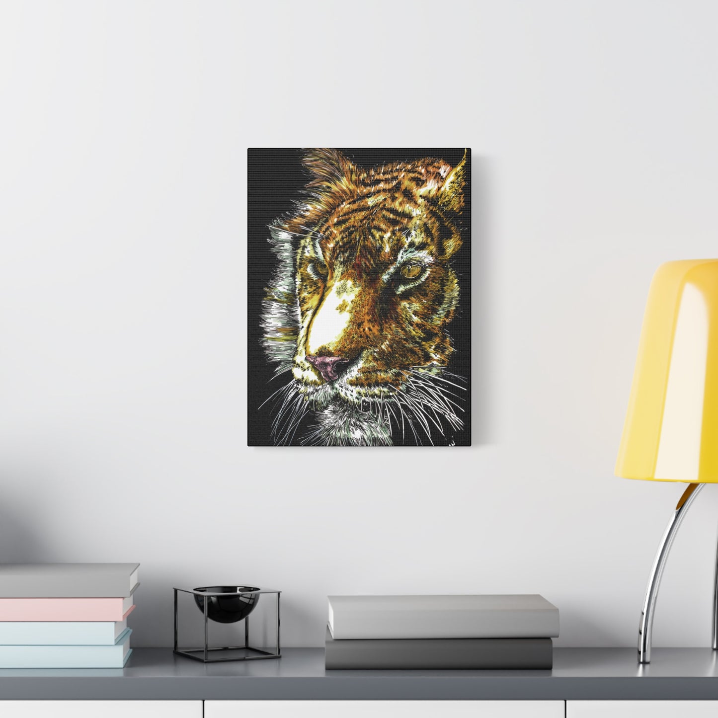 Tiger Wall Art Canvas Print of the Original, hand drawn wall art of a Tiger