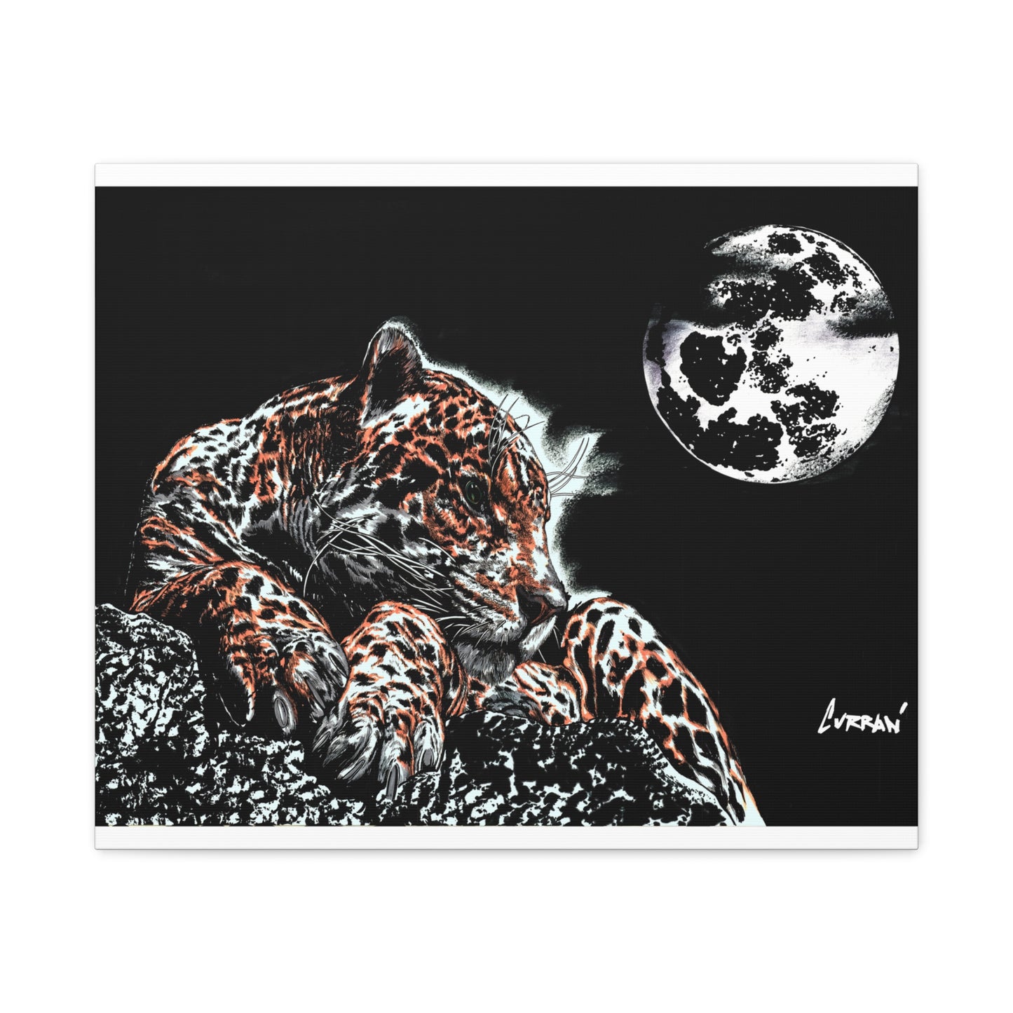 Leopard Canvas Art – Original Hand-Drawn Realistic Big Cat Wall Decor printed on Matte Canvas, Stretched, 1.25"