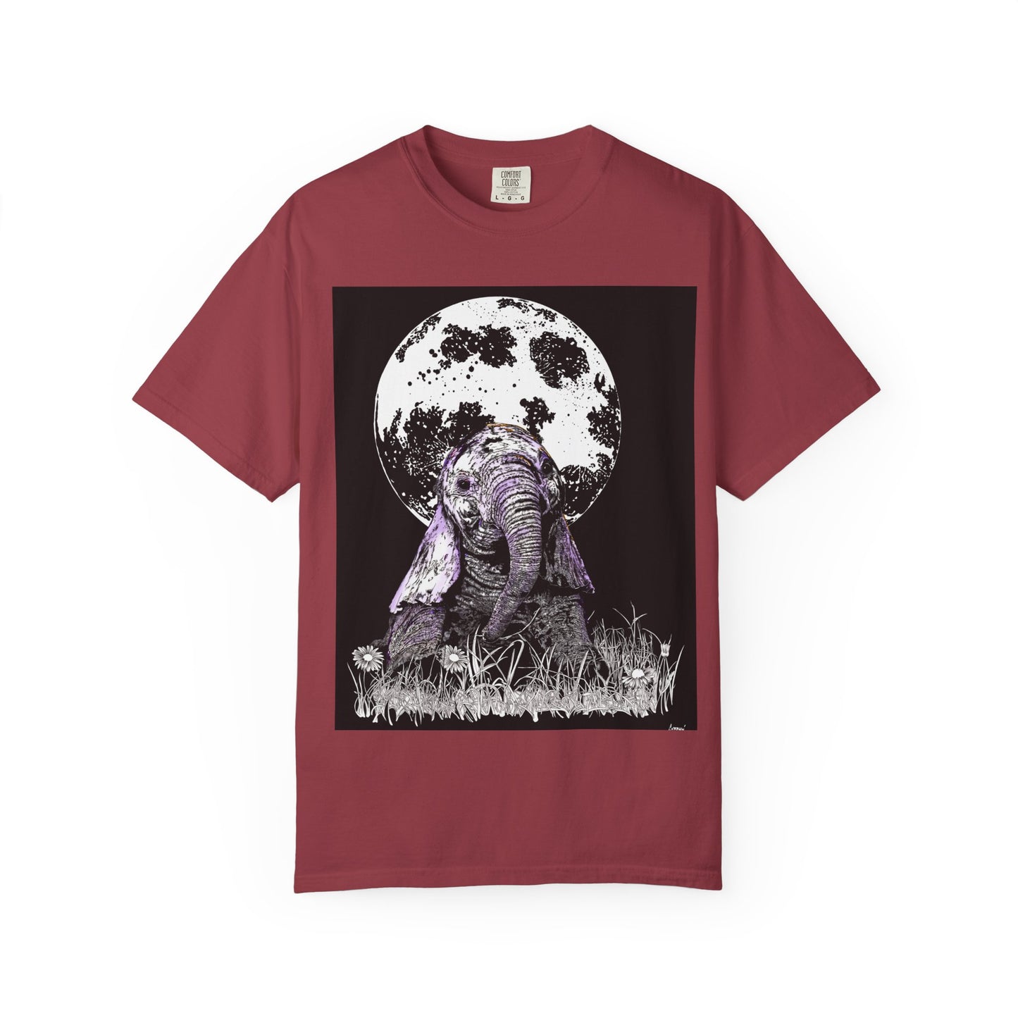 Moonlit Baby Elephant Unisex T-shirt | Eco-Friendly Garment-Dyed Tee