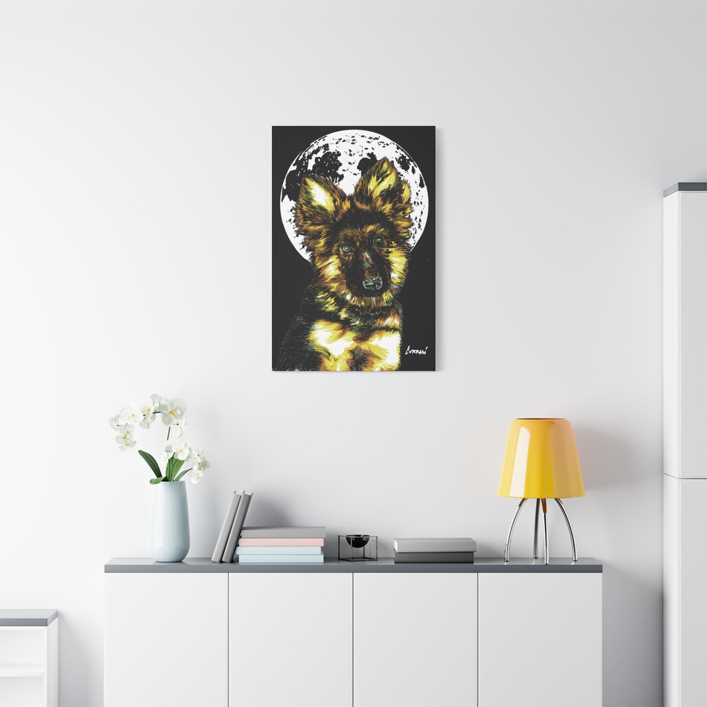 German Shepherd Puppy Print, Hand-Drawn Dog Art,