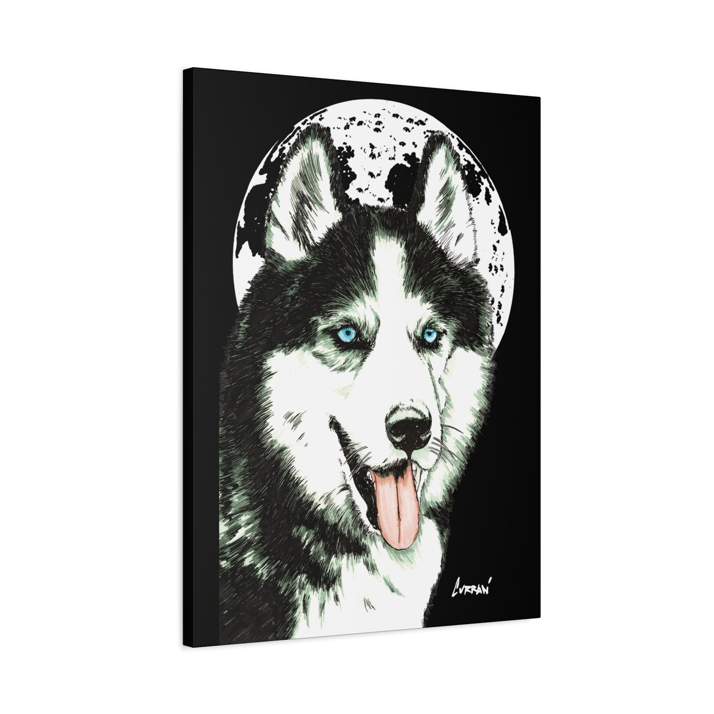 Siberian Husky Canvas Wall Art - Moonlit Dog Decor