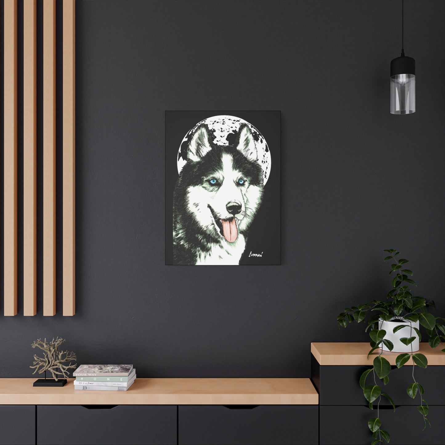 Siberian Husky Canvas Wall Art - Moonlit Dog Decor