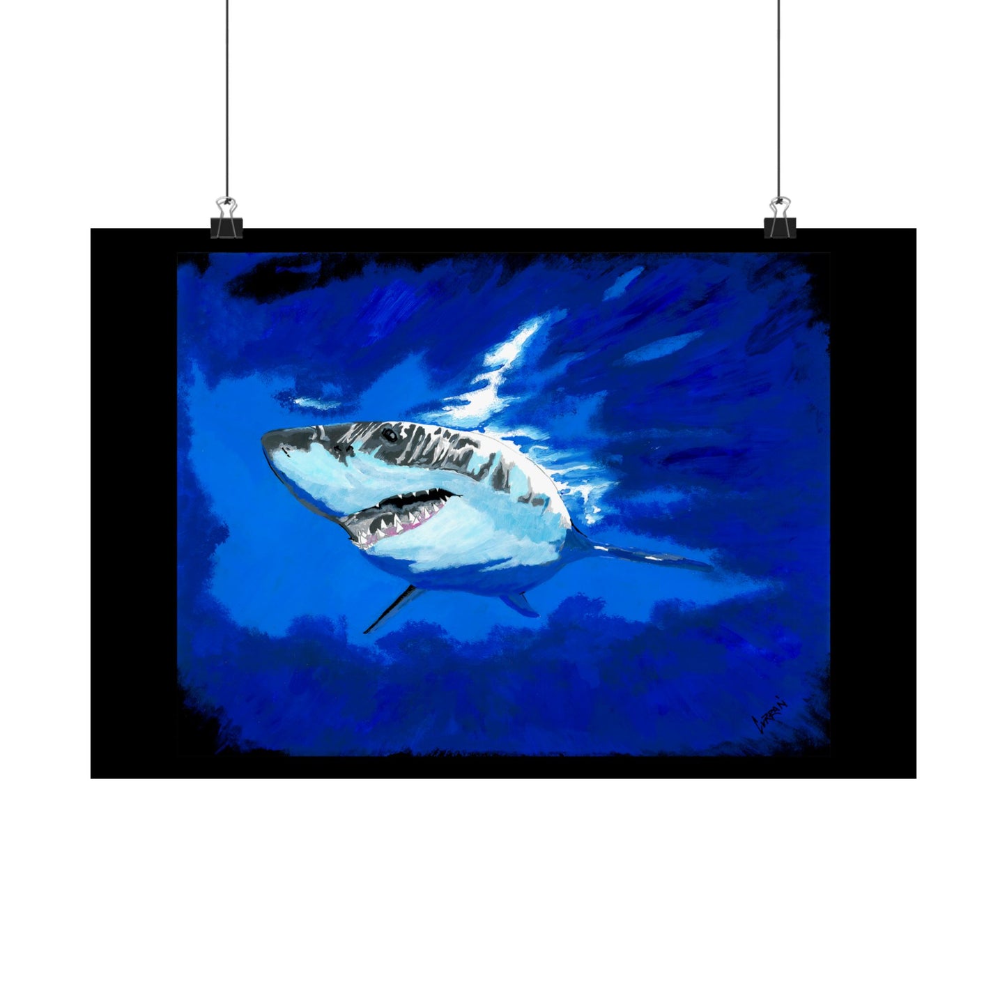 Ocean Adventure Shark Satin Poster (300gsm) - Vibrant Wall Art for Marine Life Lovers
