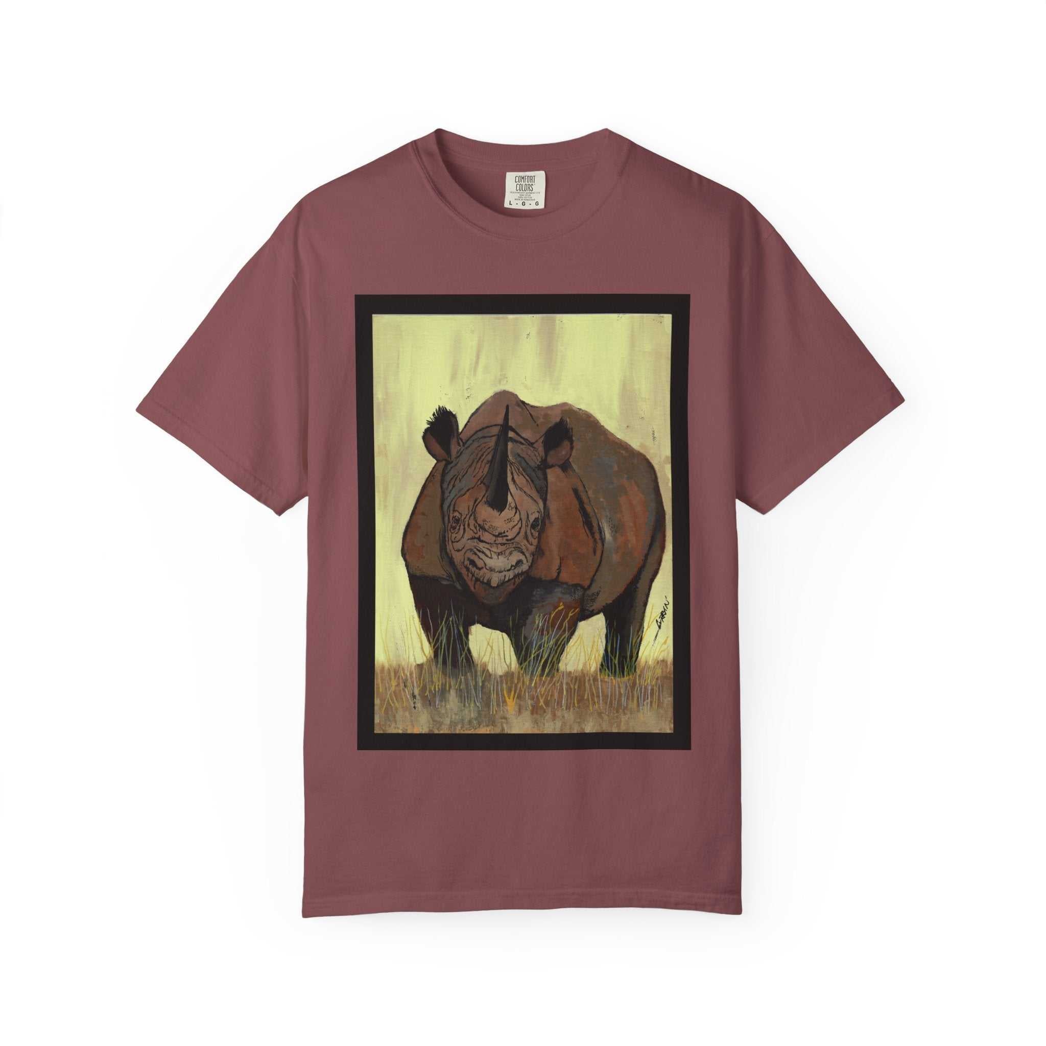 Perfect blend of style and sustainability with our Wildlife Rhinos Unisex Garment-Dyed T-Shirt - Eco-Friendly Nature Art. Stand out in nature-inspired fashion!