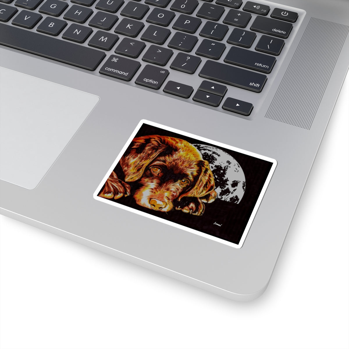 Adorable Chocolate Lab Puppy Moon Kiss-Cut Stickers