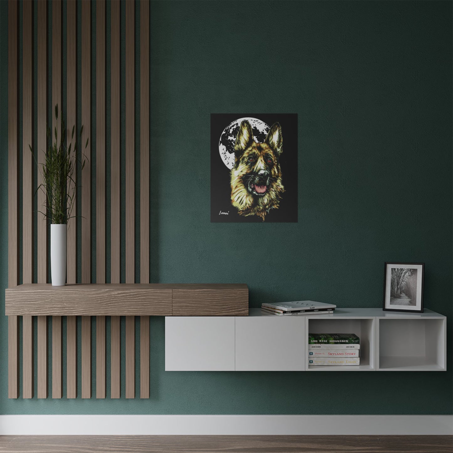 German Shepherd Moon Satin Poster - 300gsm Art Print