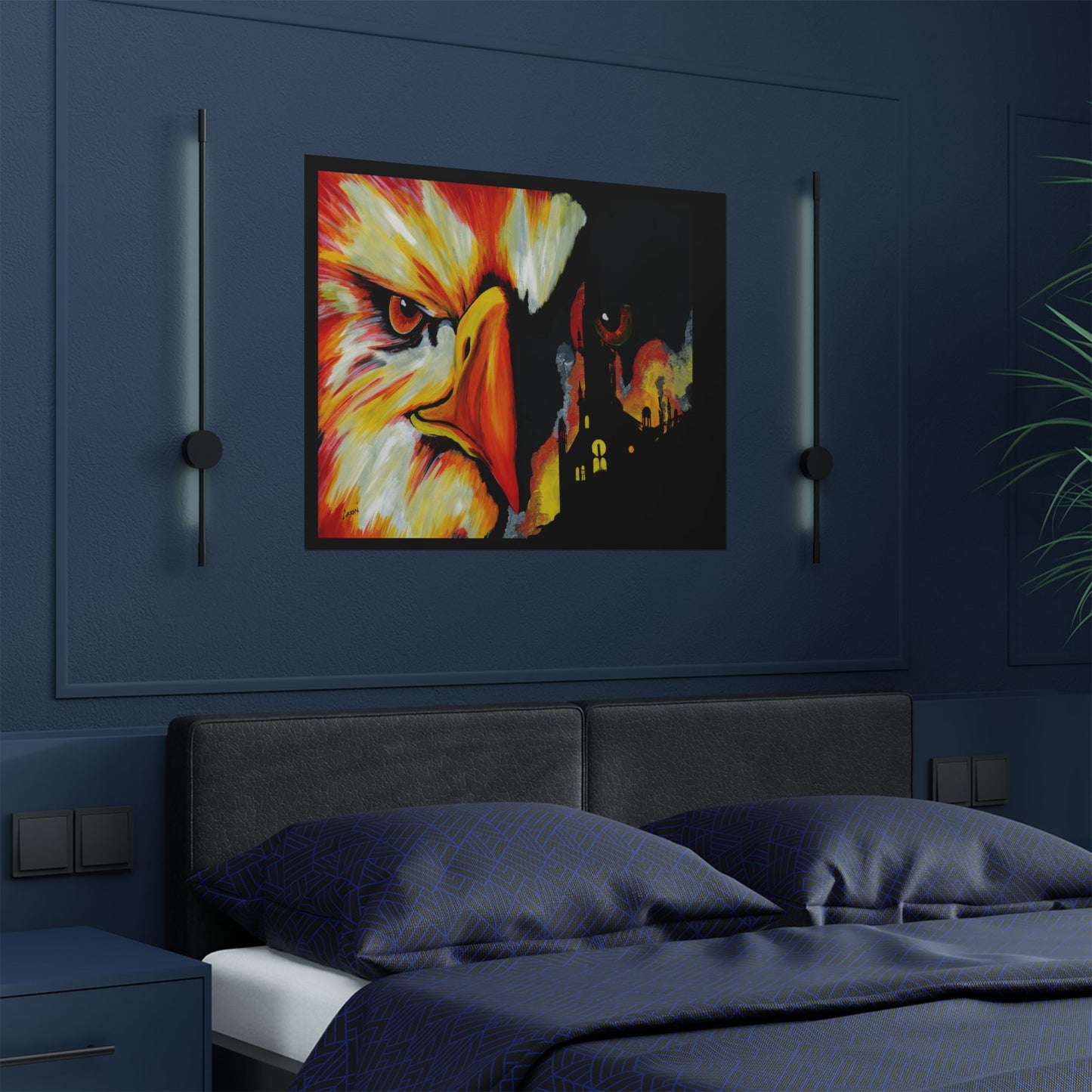Phoenix Vibrant Satin Poster - Fierce Eagle Artwork