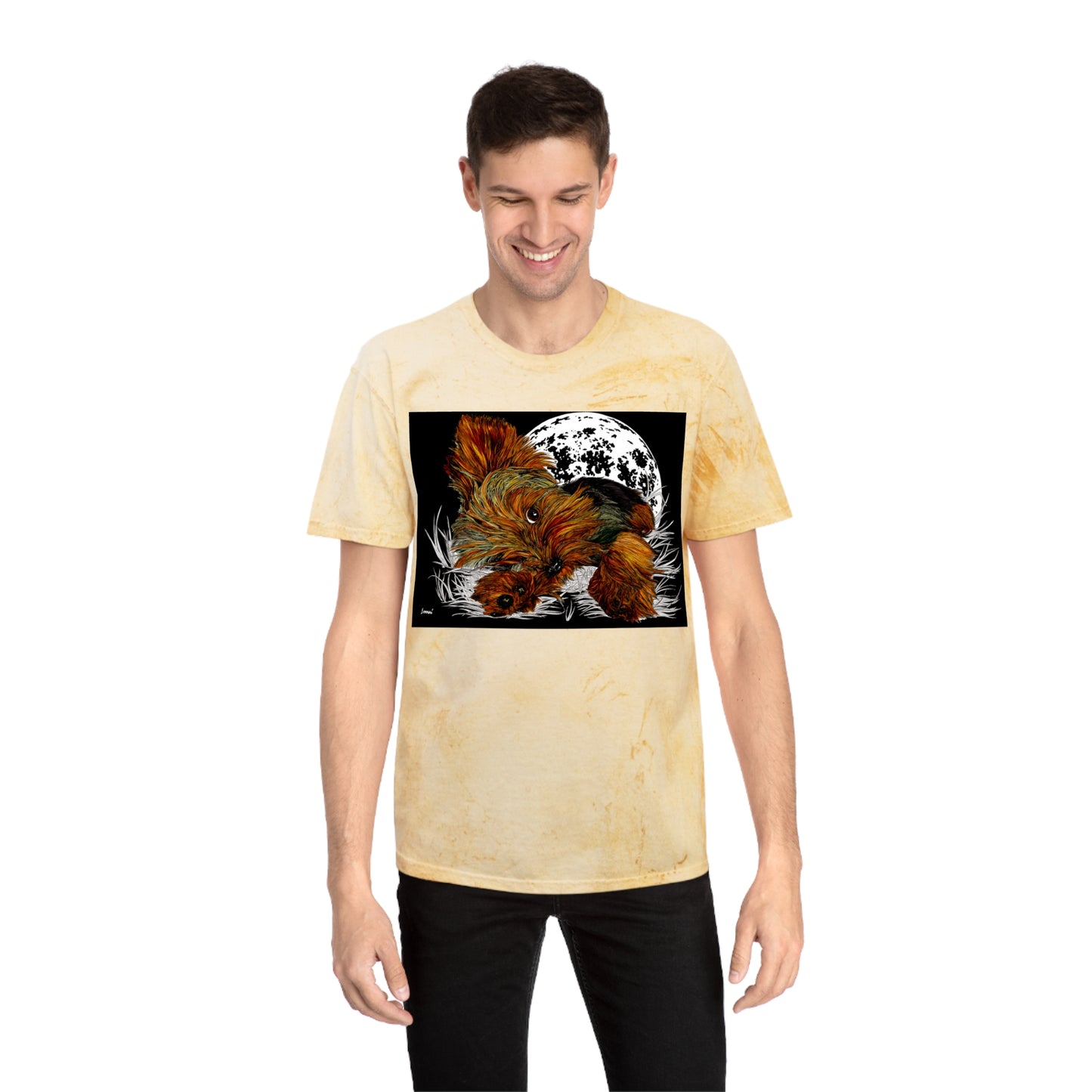 Colorful Puppy Moonlit Unisex T Shirt Perfect for Dog Lovers
