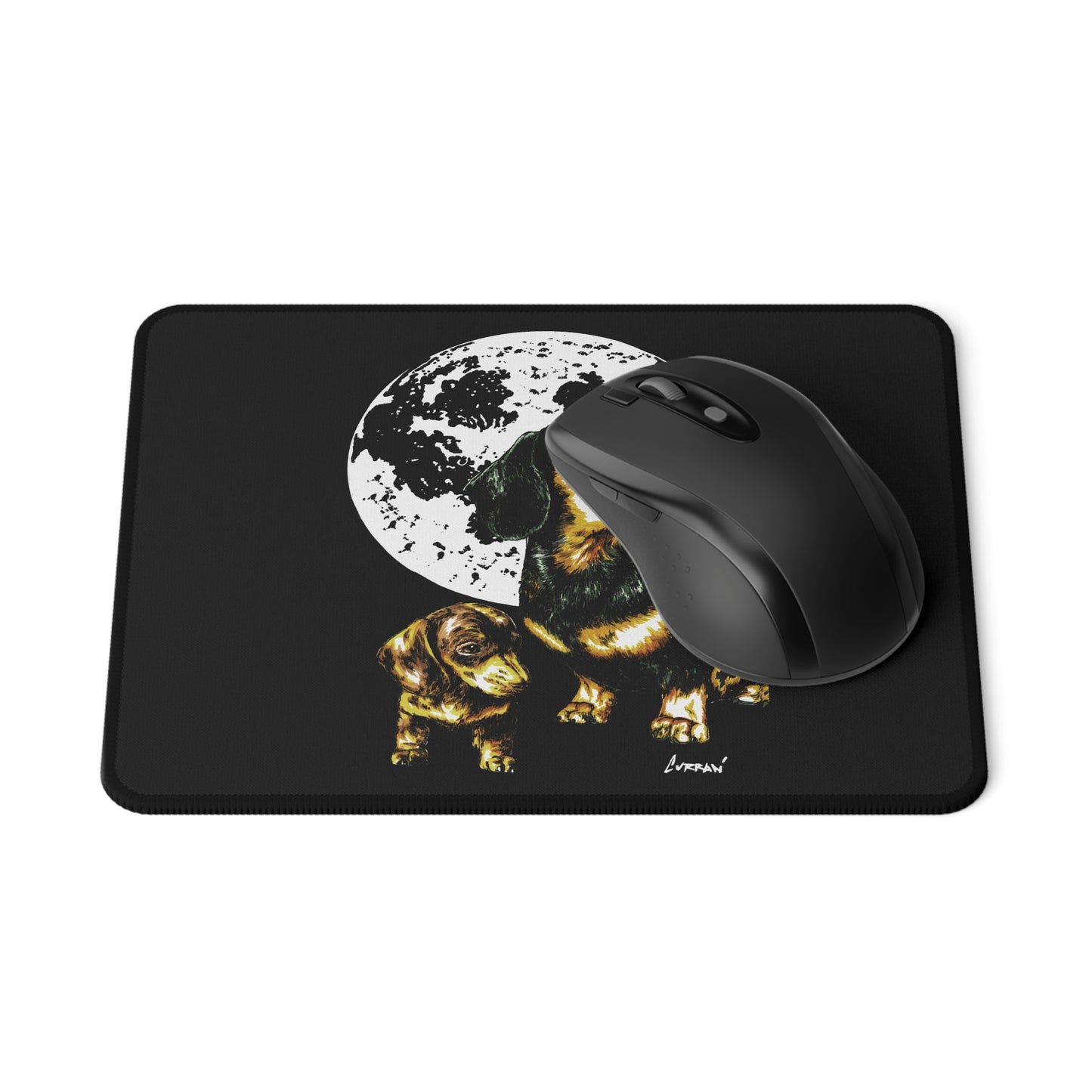 Two Dachshunds Original Hand-Drawn Art Non-Slip Gaming Mouse Pad