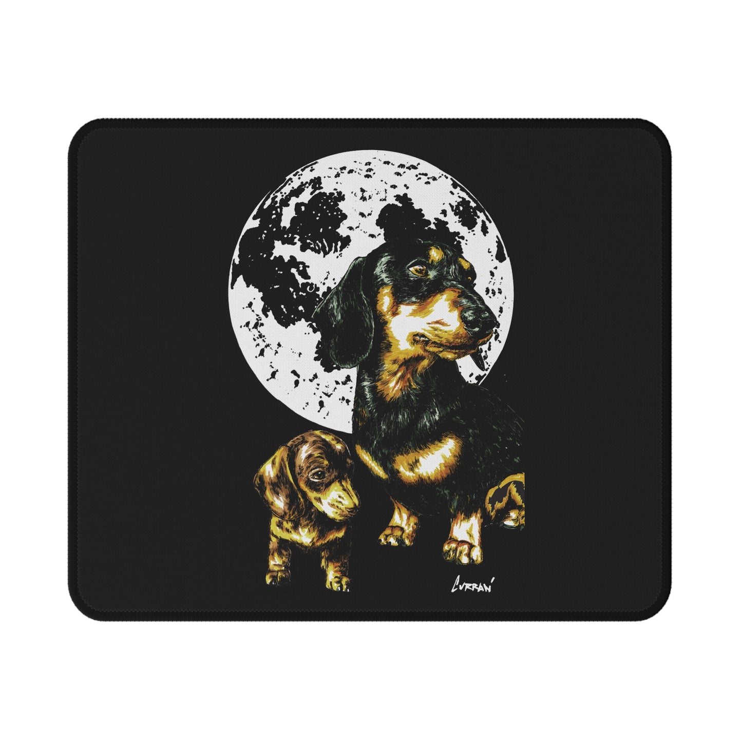 Two Dachshunds Original Hand-Drawn Art Non-Slip Gaming Mouse Pad