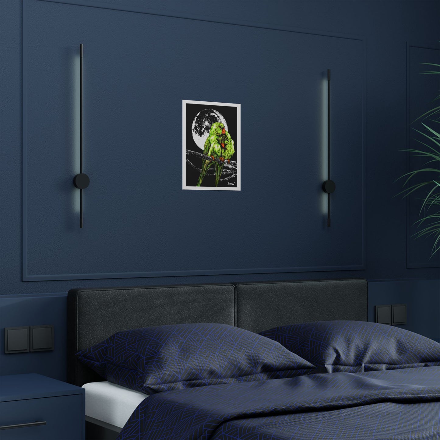 Vibrant Lovebirds Satin Poster - 300gsm Wall Art