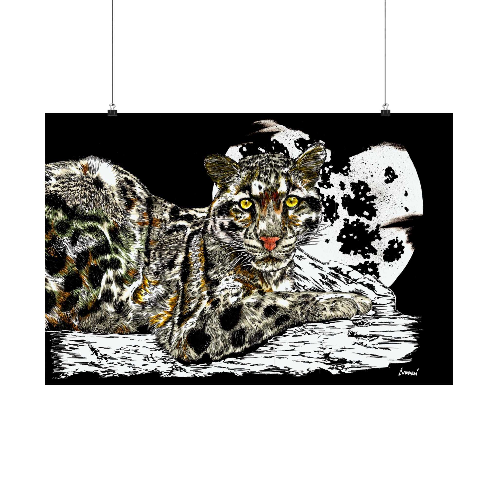 Majestic Snow Leopard Satin Poster, Art Print