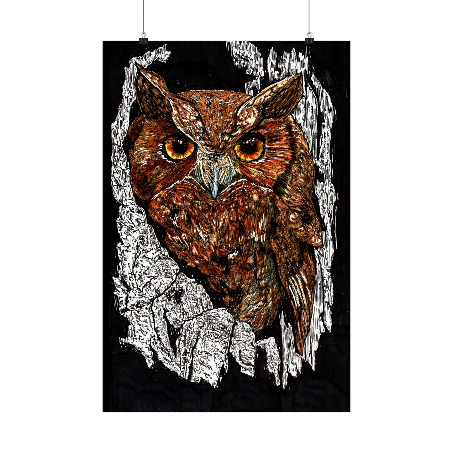 Majestic Owl Satin Poster | Home Décor Art Print | Nature Lover Gift