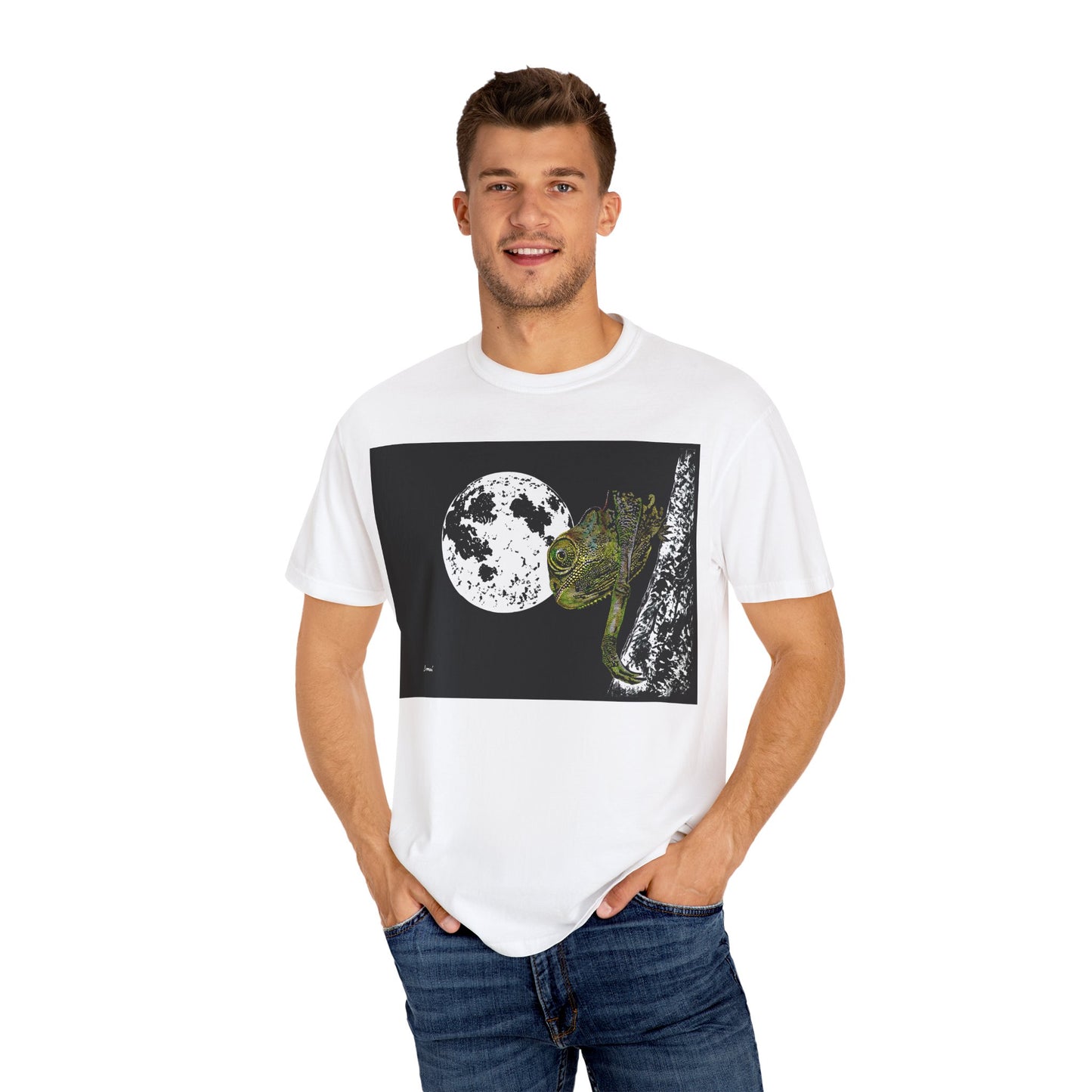 Moonlit Chameleon Unisex T-Shirt - Nature-Inspired Art Tee for Wildlife Lovers