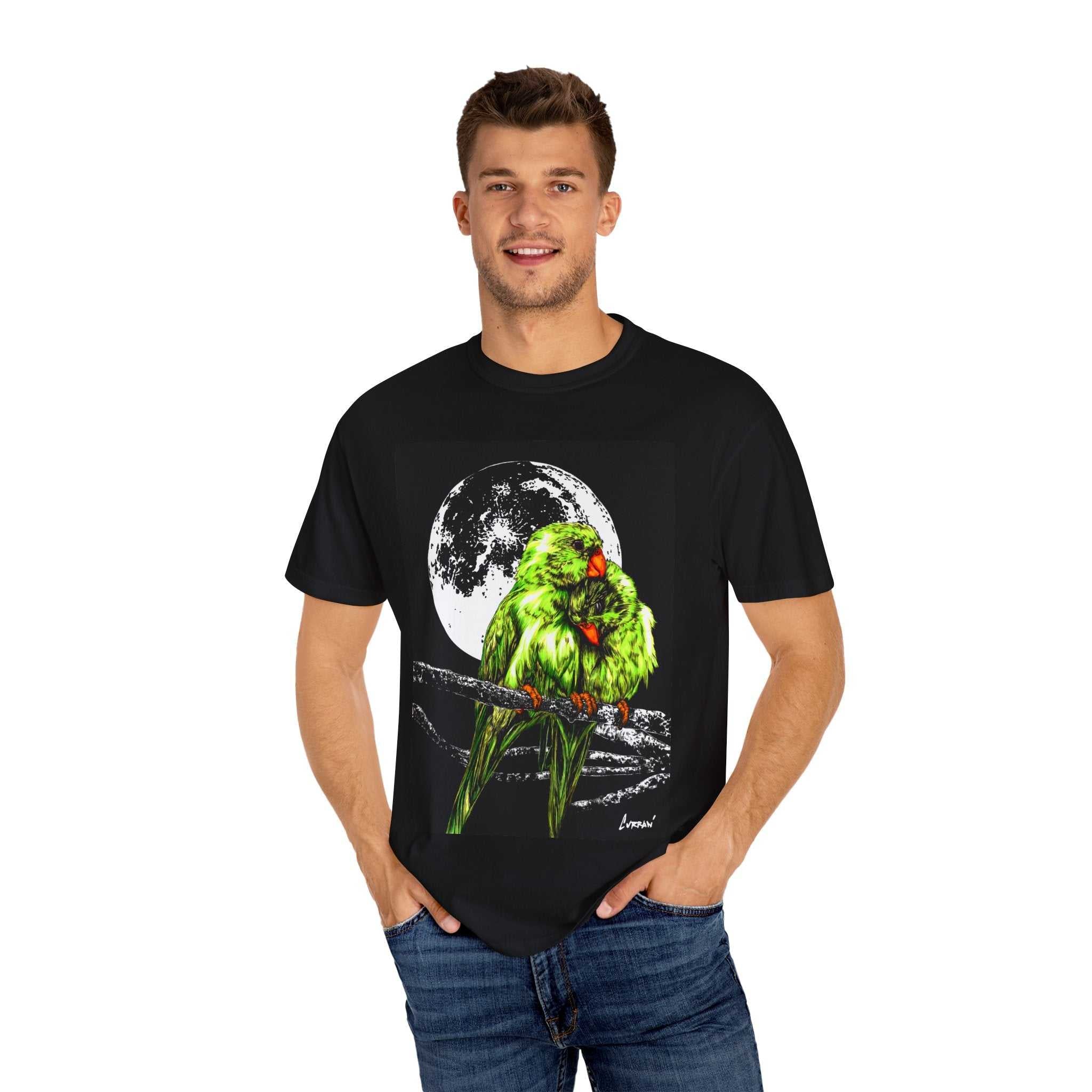 Parrots in the Moonlight Unisex T-shirt.