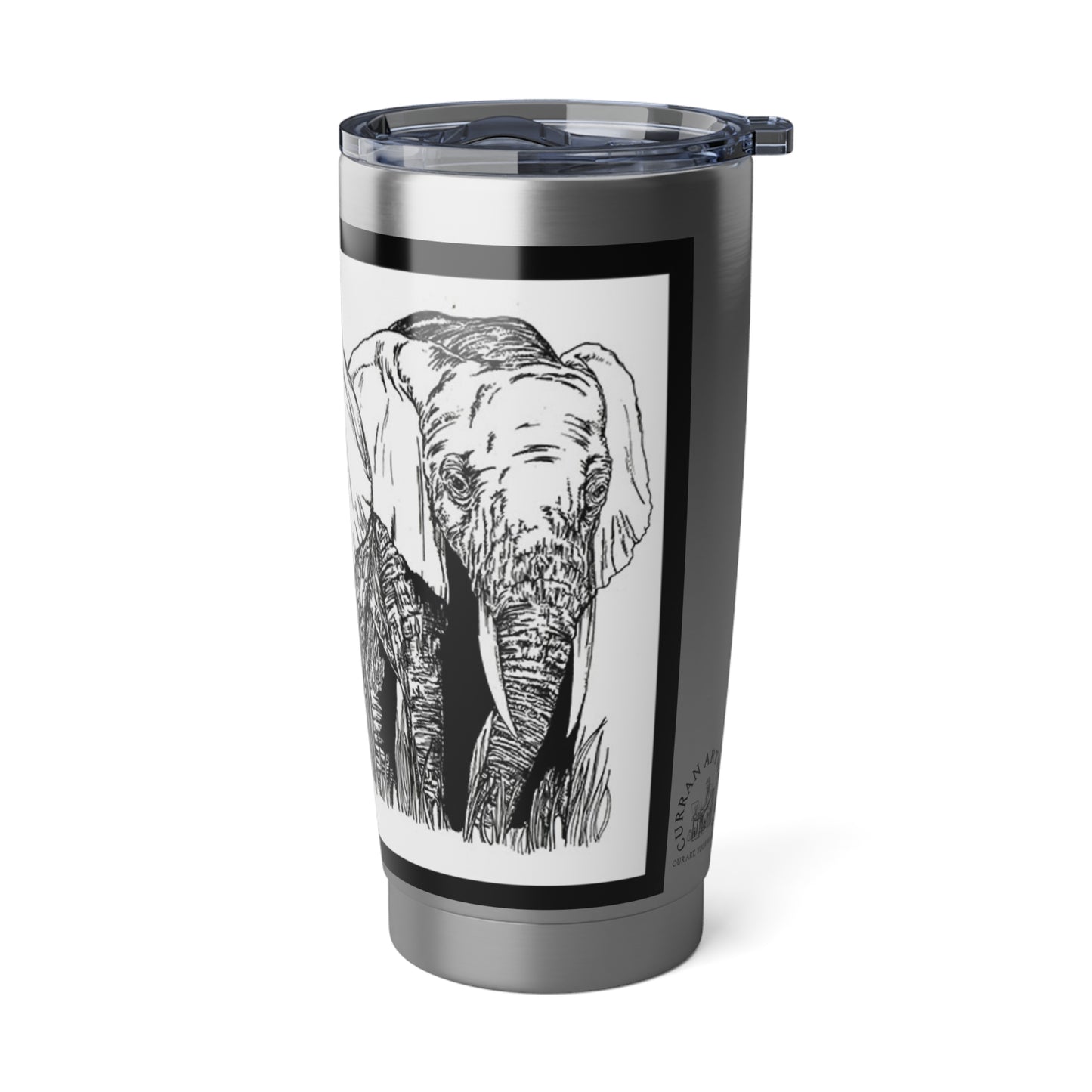 Elephant Wall Art 20oz Tumbler, Unique Hand Drawn Mug,