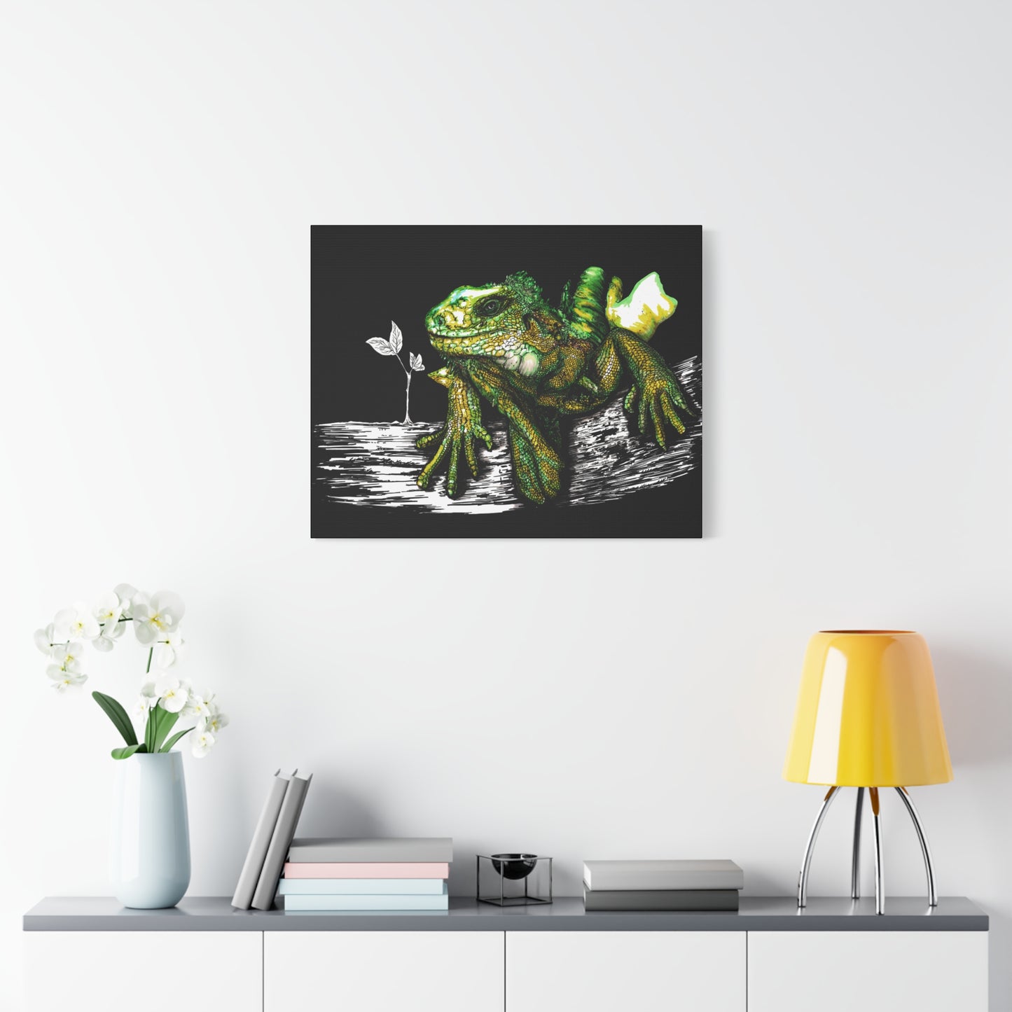 Iguana Print, Hand-Drawn Reptile Art, Lizard Wall Decor