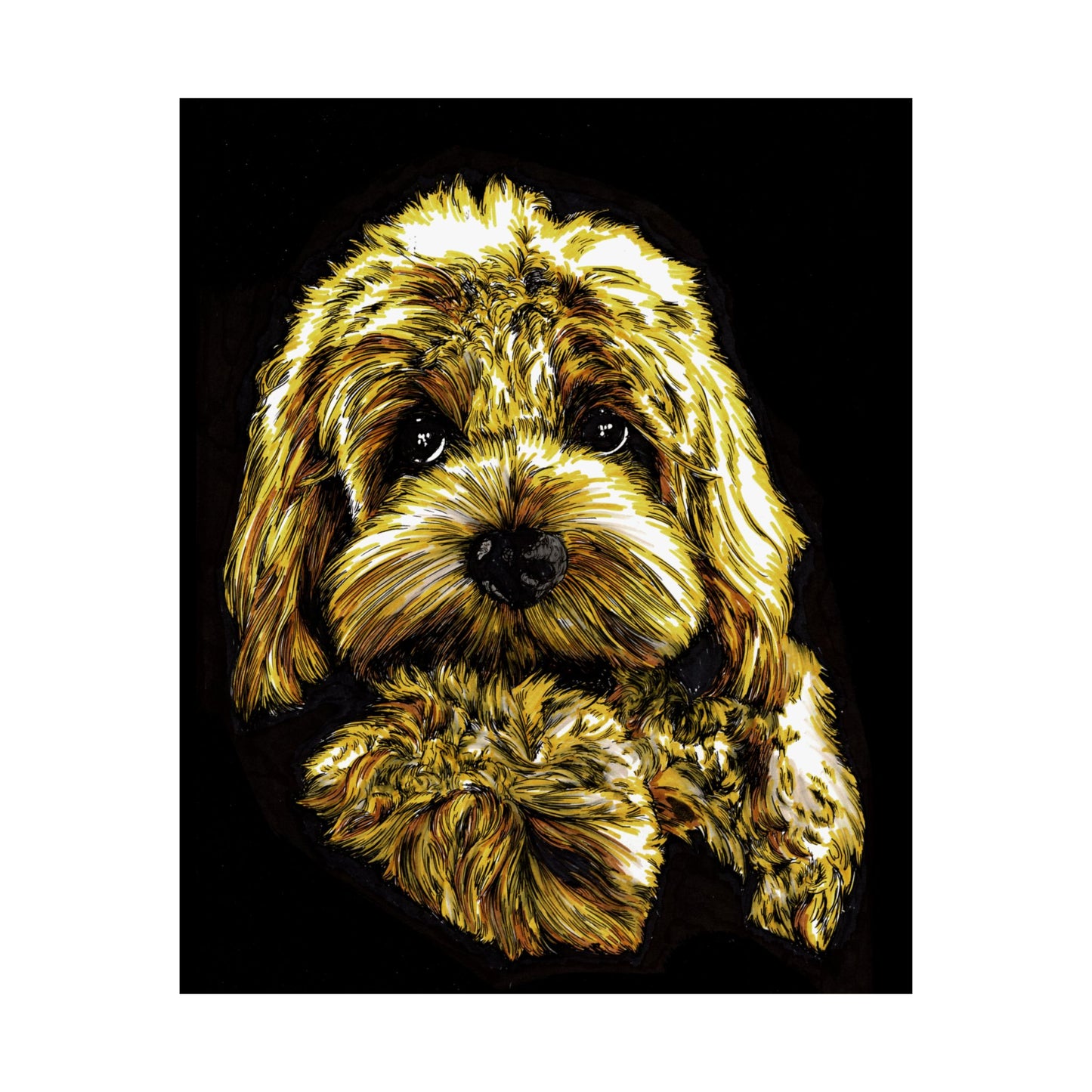 Golden Dog Art Satin Poster - Home Decor for Pet Lovers