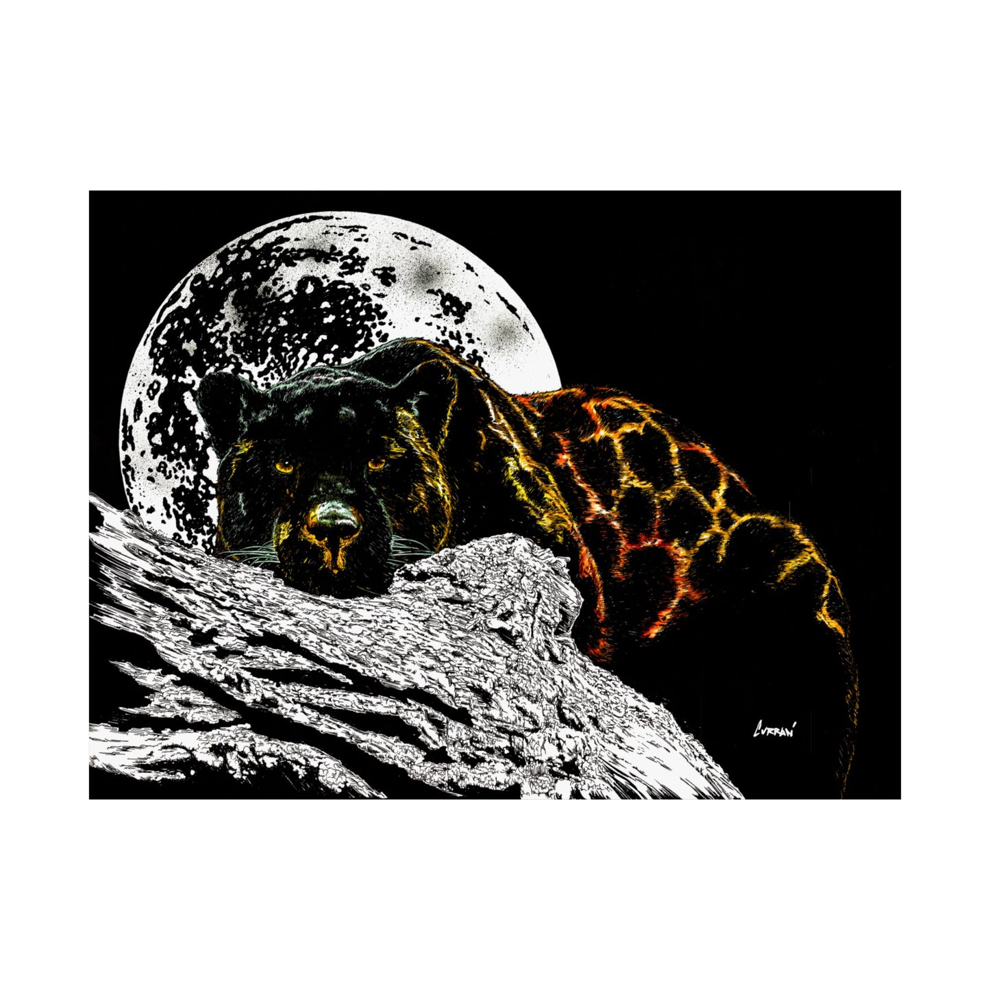Majestic Bear Satin Poster - Night Moon Art Print (300gsm)