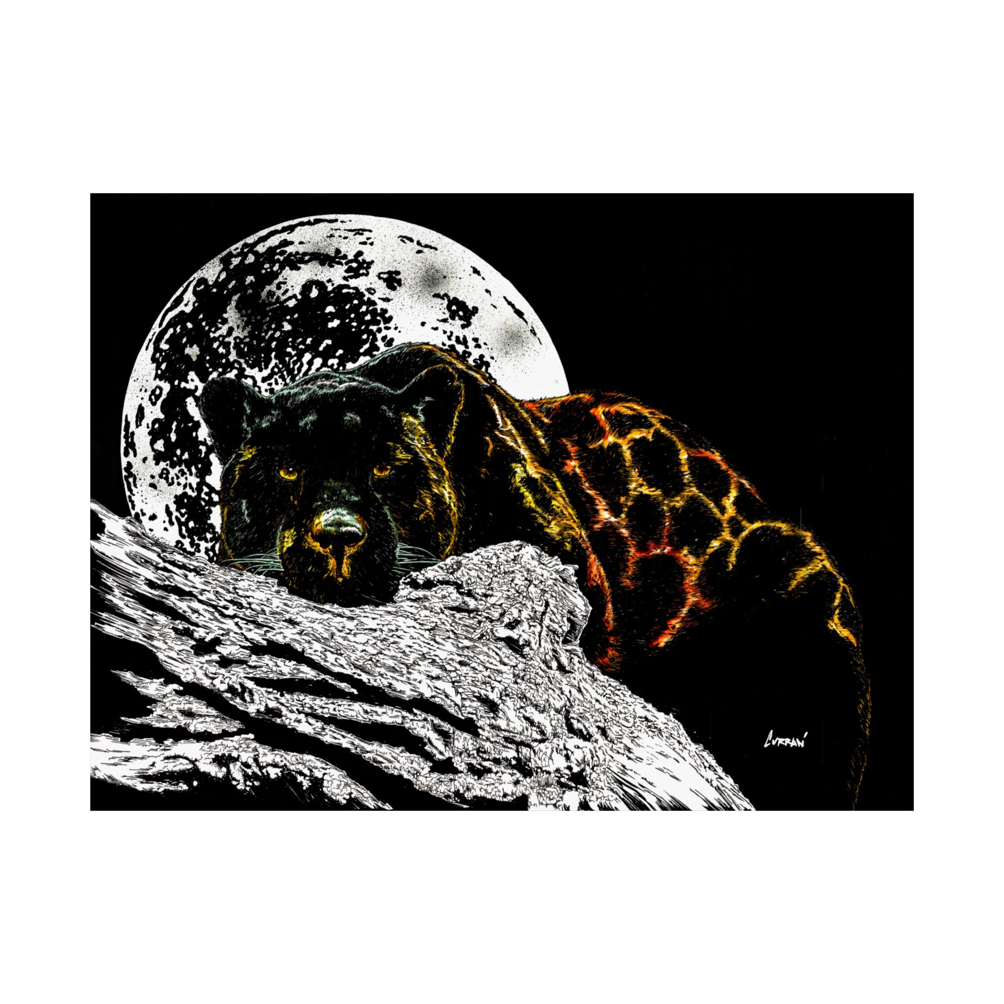 Majestic Bear Satin Poster - Night Moon Art Print (300gsm)
