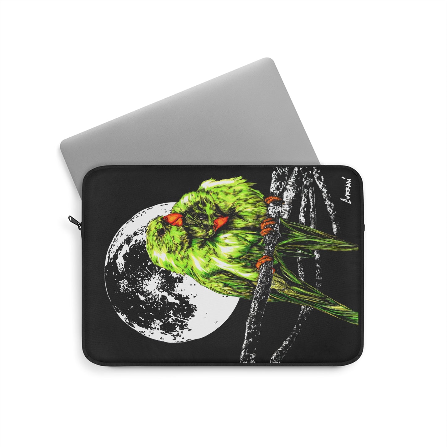 Moonlit Parrots Laptop Sleeve - Artistic and Protective Case for Nature Lovers