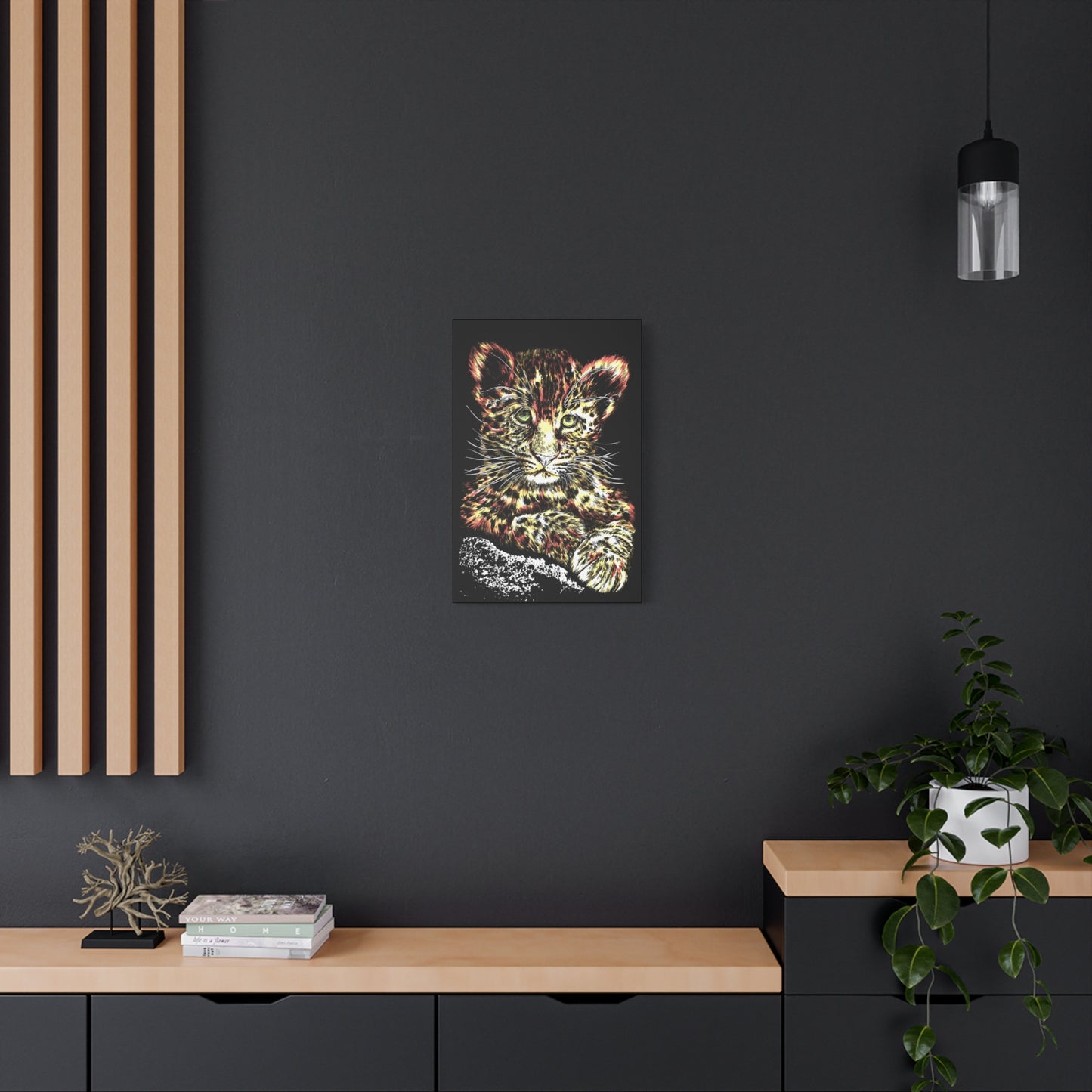 Leopard Cub Wall Art Print of the Original, hand drawn wall art of a Leopard Cub